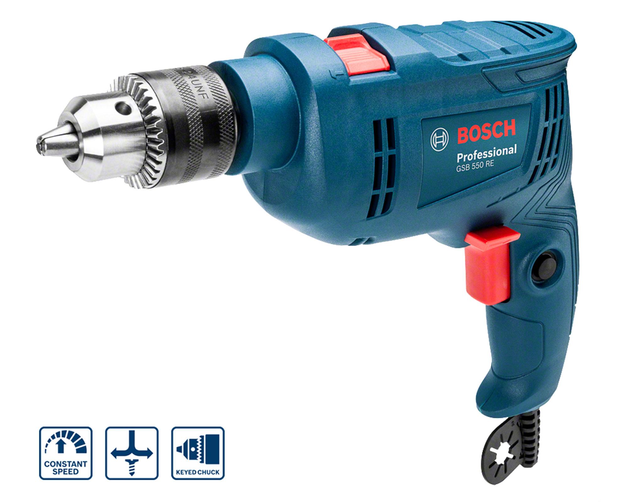 Taladro percutor 13 mm 550W GSB 550 RE + 34 accesorios Bosch.-1