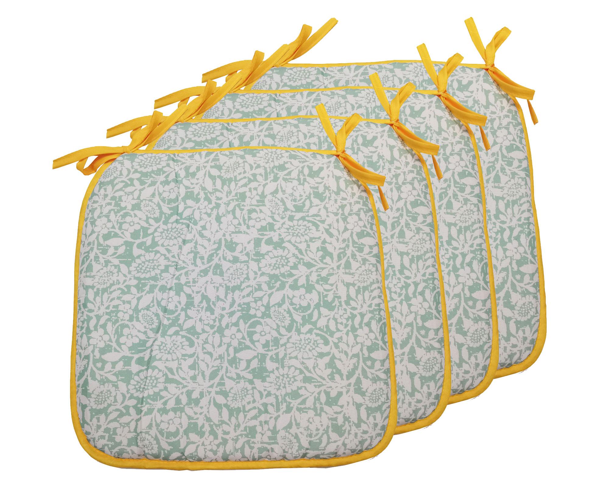 Cojín cocina 40x40 cm celeste/mostaza 4 unidades Cotidiana-0