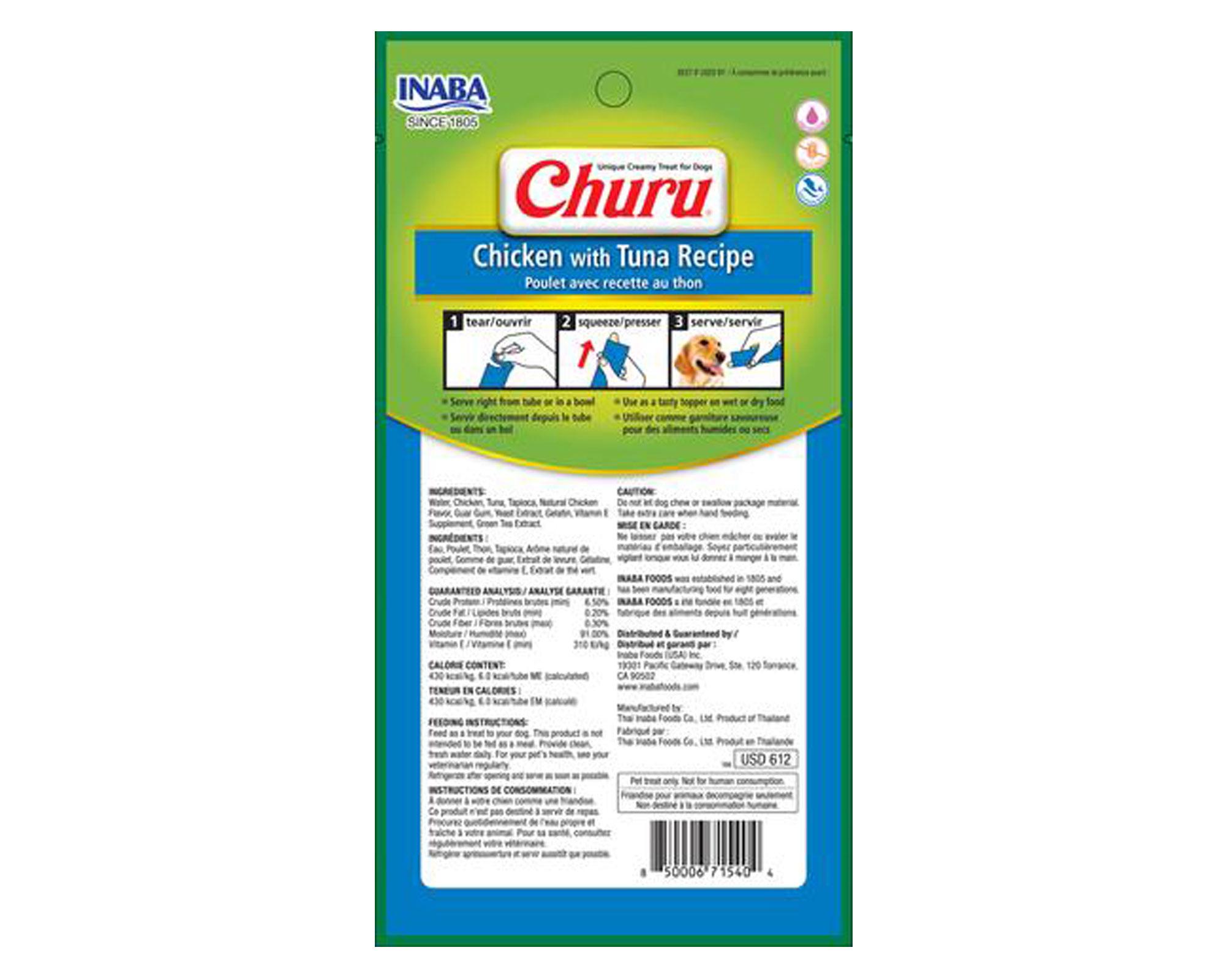 Snack perro 0,56 kg Churu pollo atún Inaba.-1