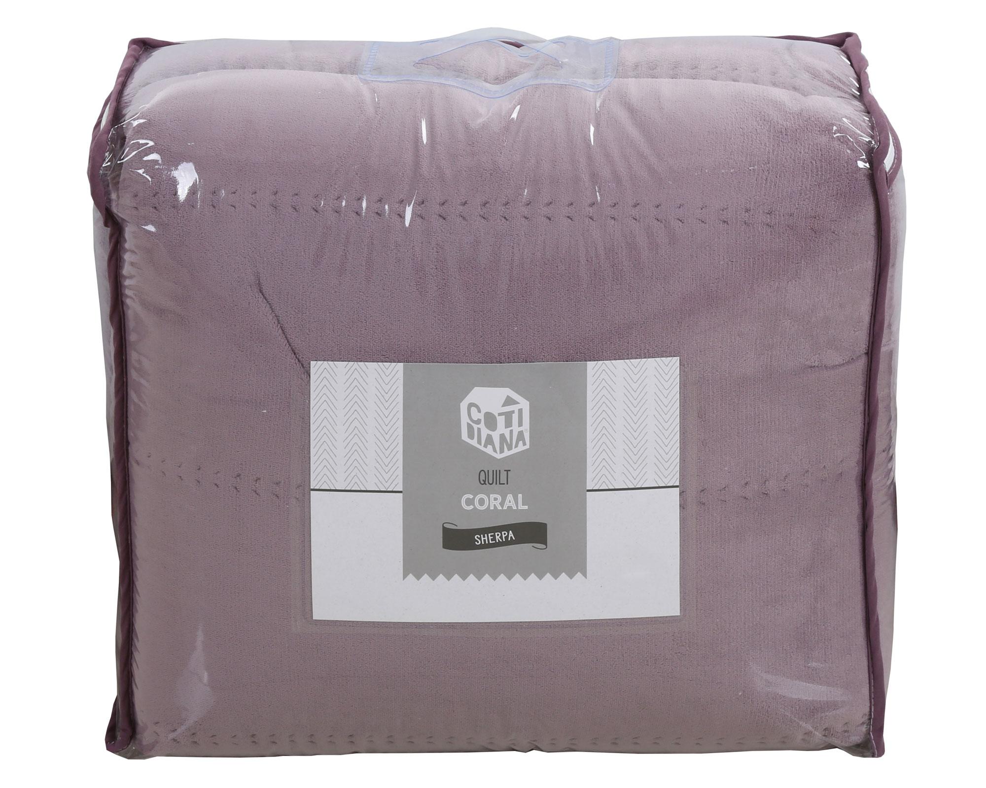 Quilt coral sherpa 1.5 plazas morado Cotidiana-1