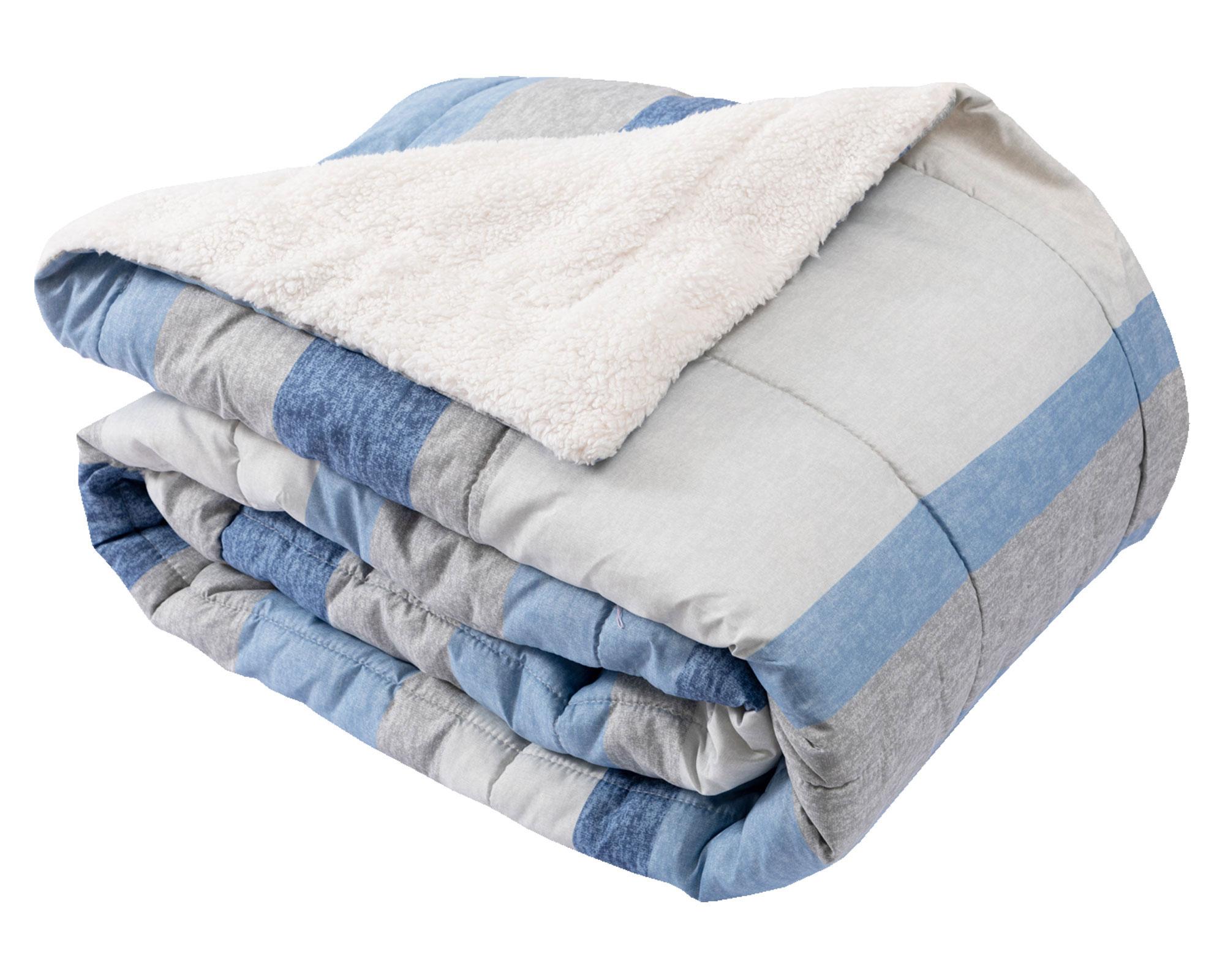 Plumón sherpa + juego sábanas 1.5 plazas rayas Cotidiana-1