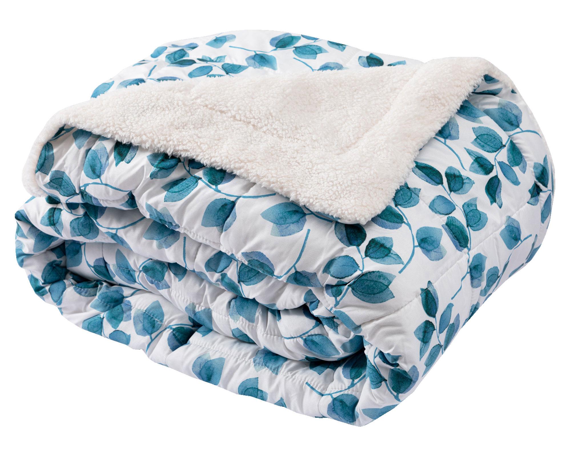 Plumón sherpa + juego sábanas 1.5 plazas hojas Cotidiana-3