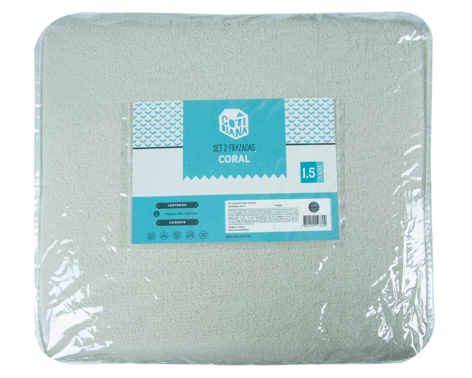 Frazada 1.5 plazas Coral ecru 2 unidades-2