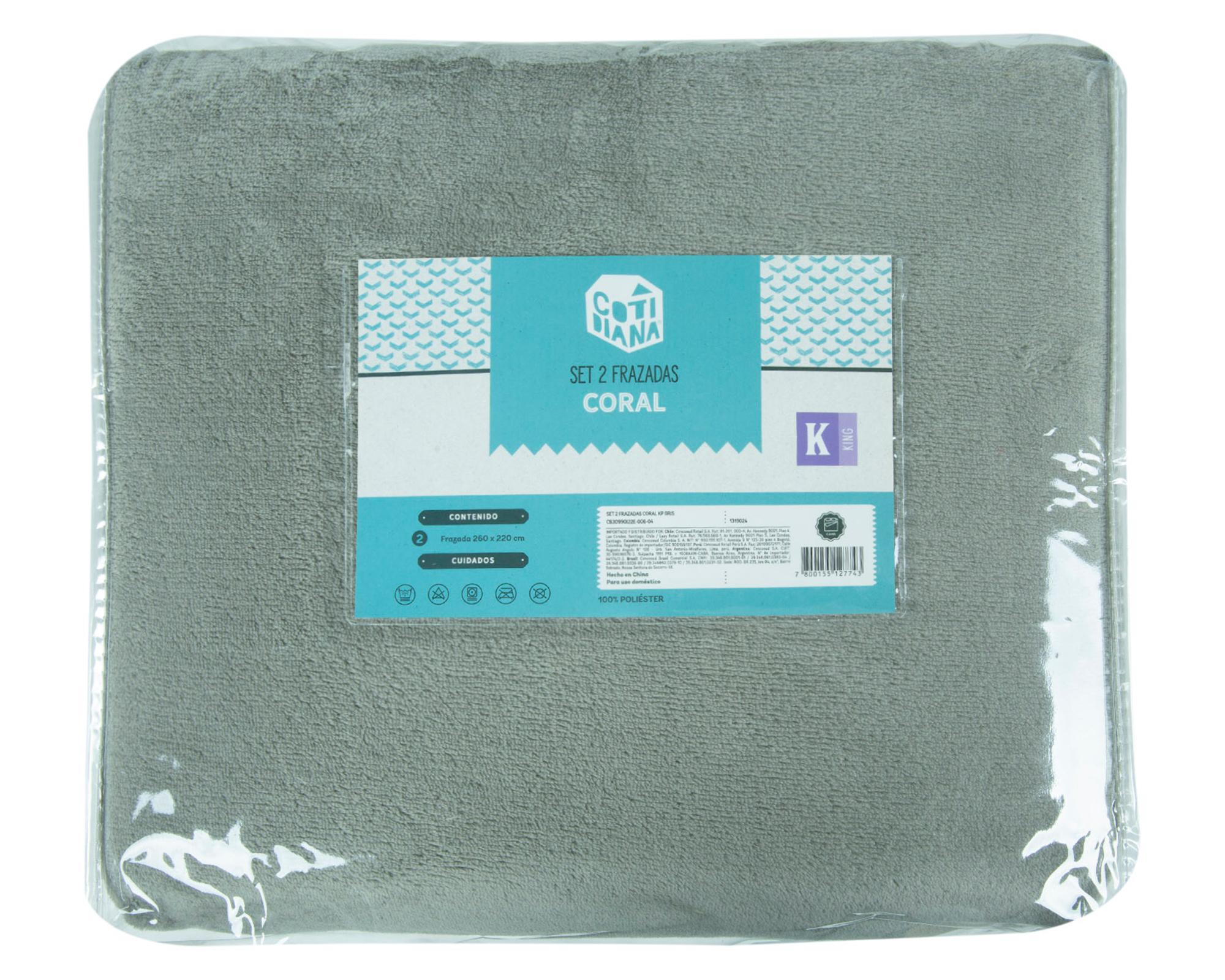 Frazada King Coral gris 2 unidades-2
