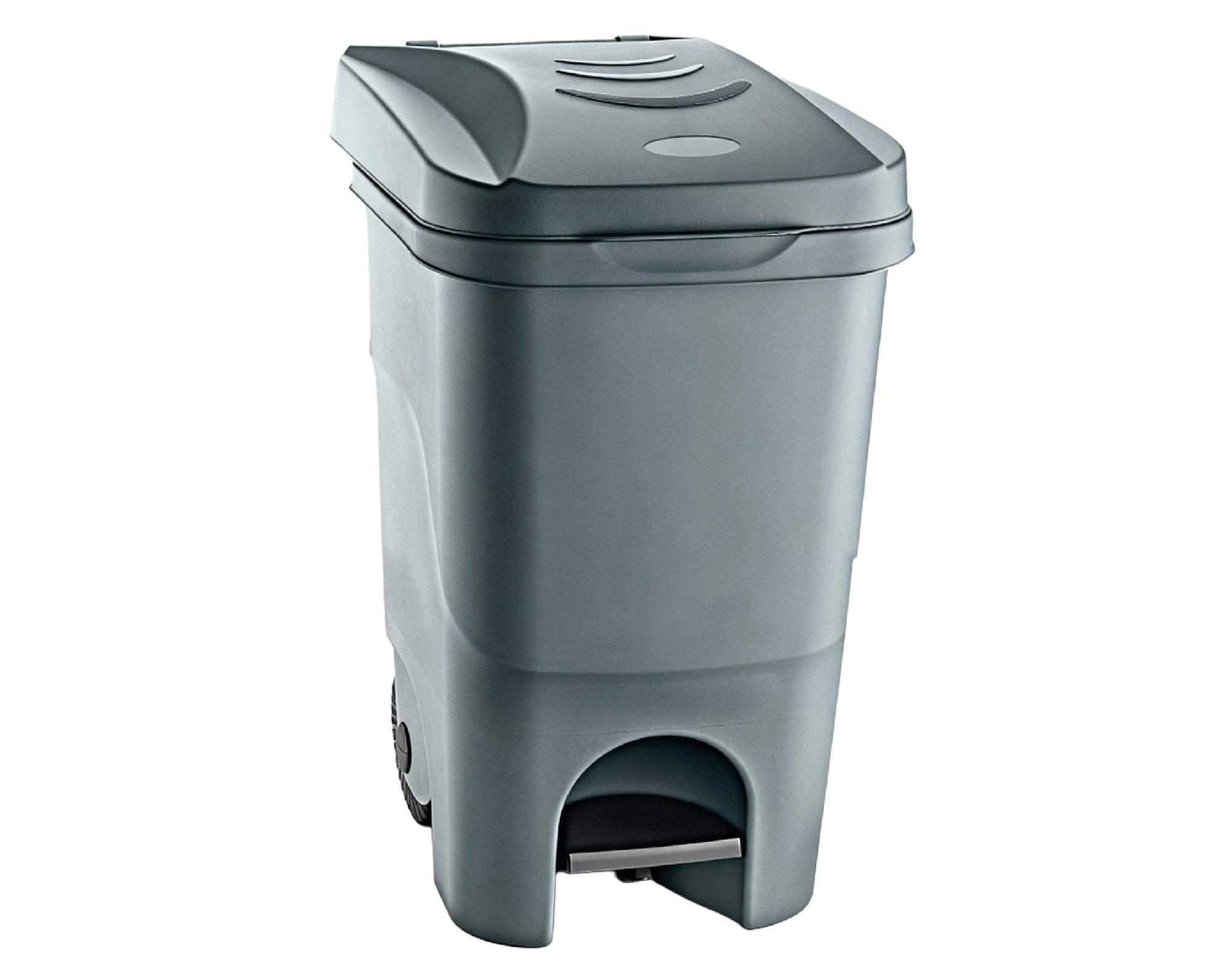 Basurero 60 litros Pedal con ruedas Cotidiana-0