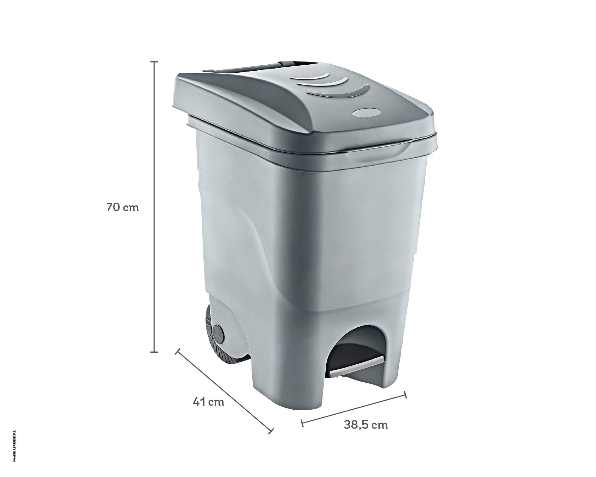 Basurero 60 litros Pedal con ruedas Cotidiana-4