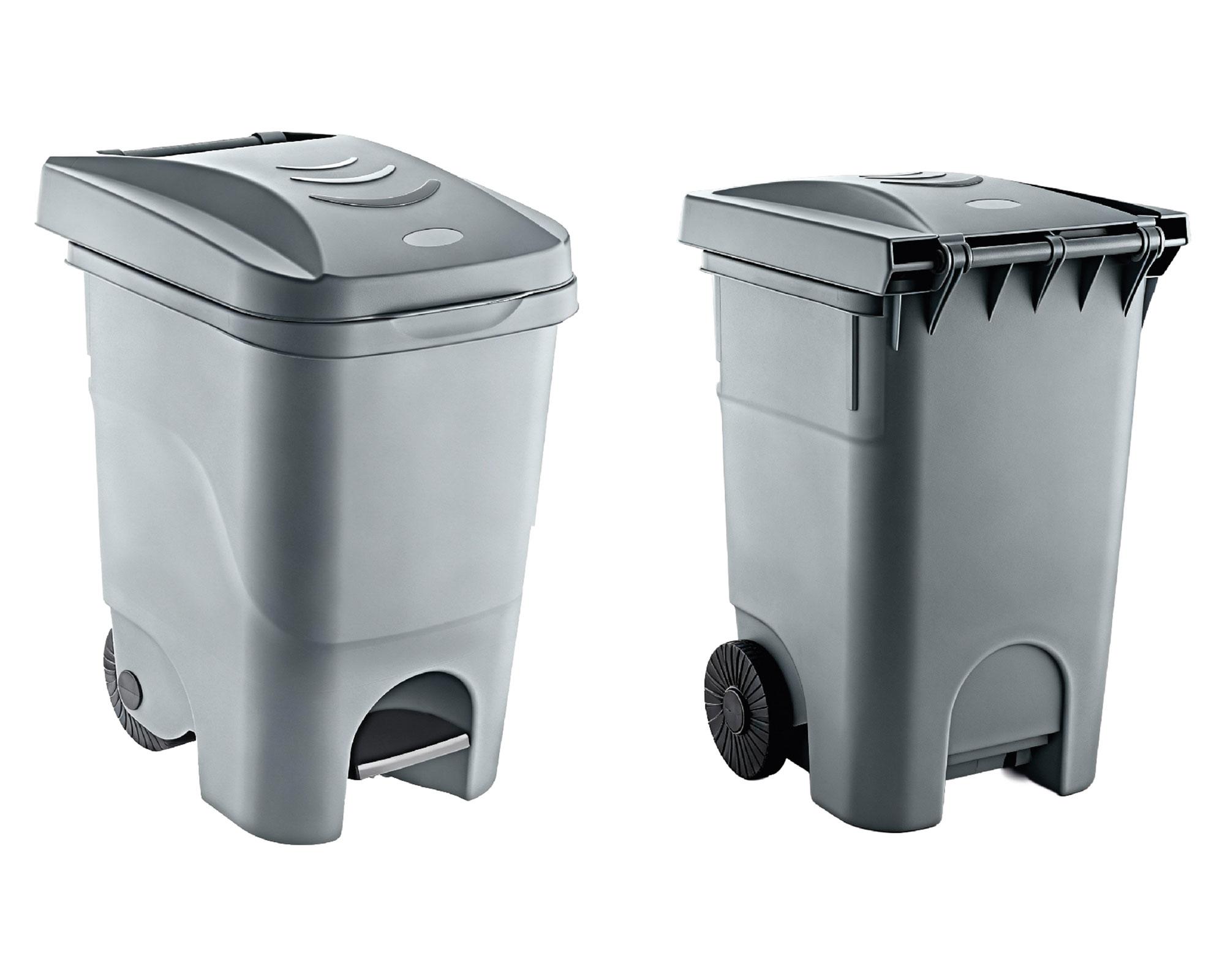 Basurero 60 litros Pedal con ruedas Cotidiana-1