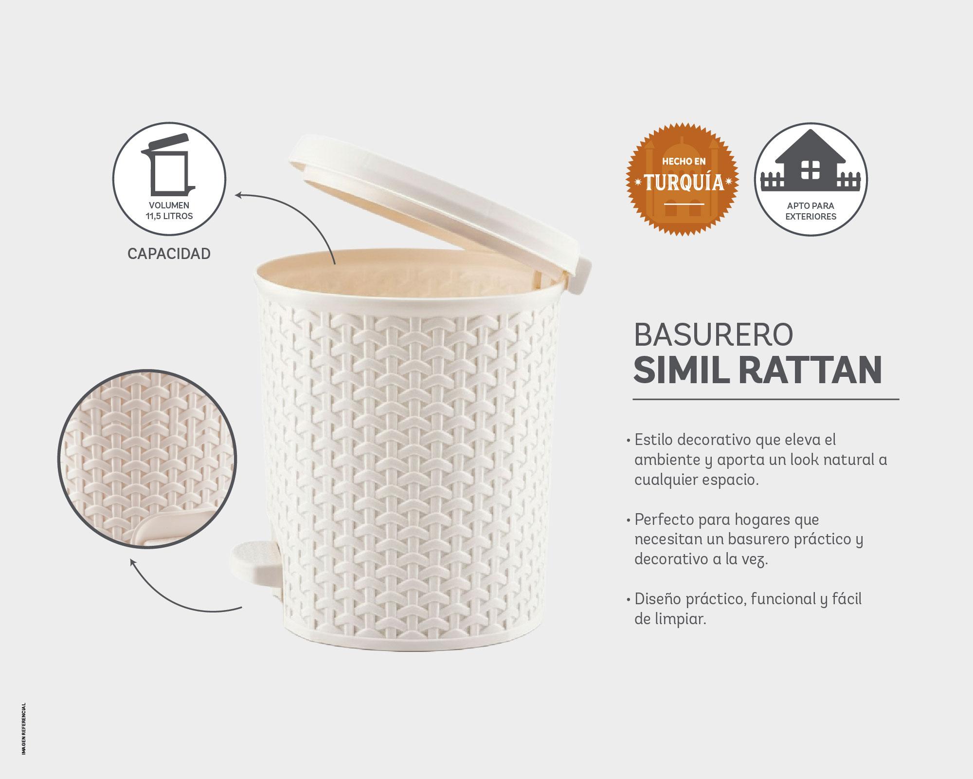 Basurero 11.5 litros Símil ratán Cotidiana-3
