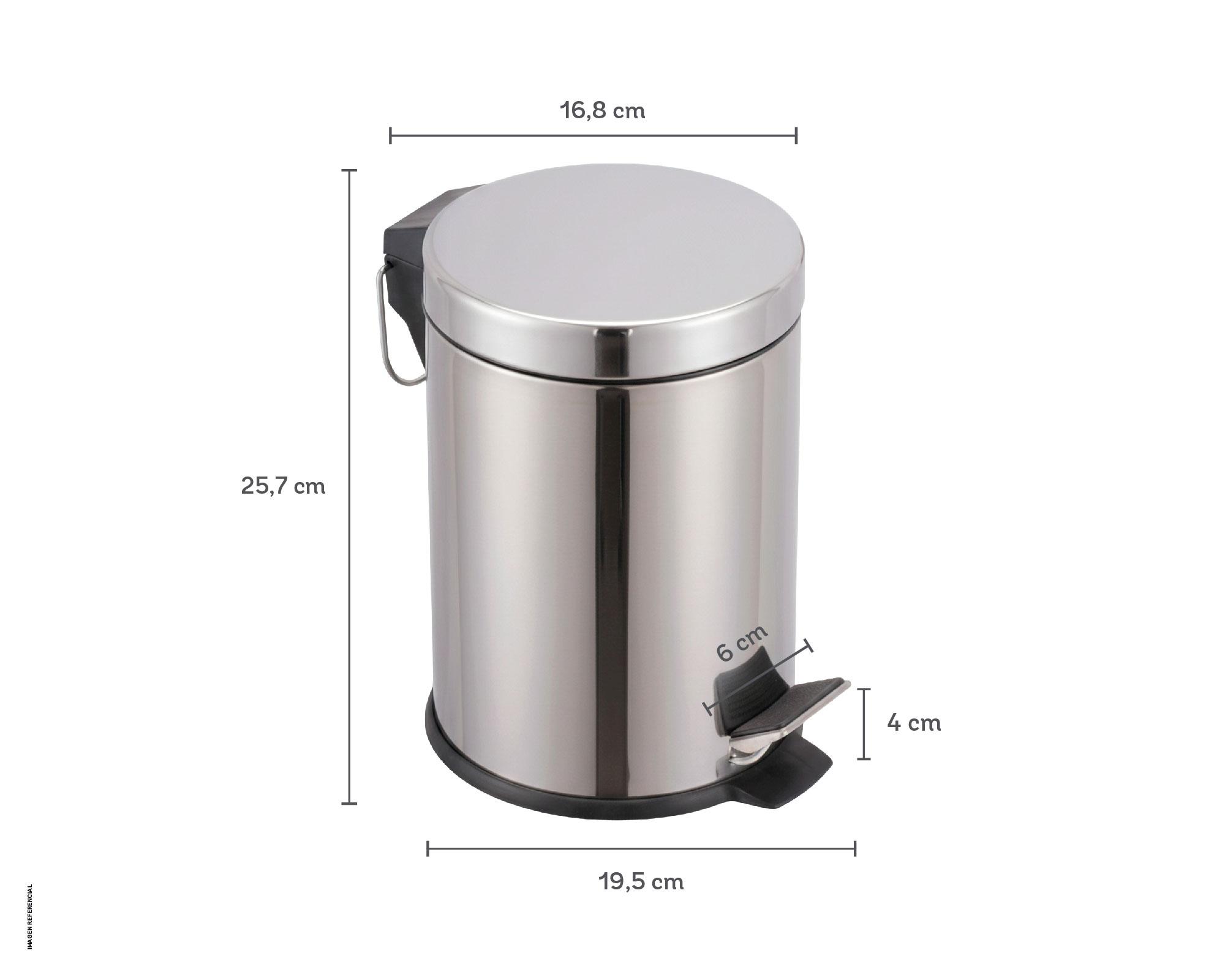 Basurero 2.8 litros pedal cromado Cotidiana.-4