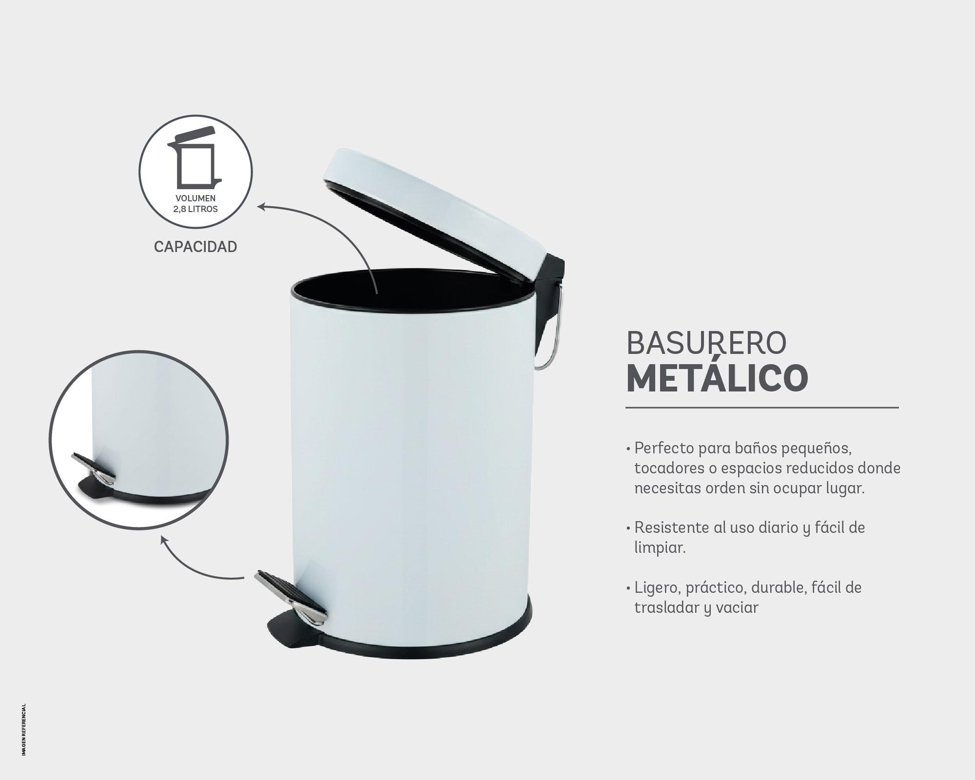 Basurero 2.8 litros pedal blanco Cotidiana.-3