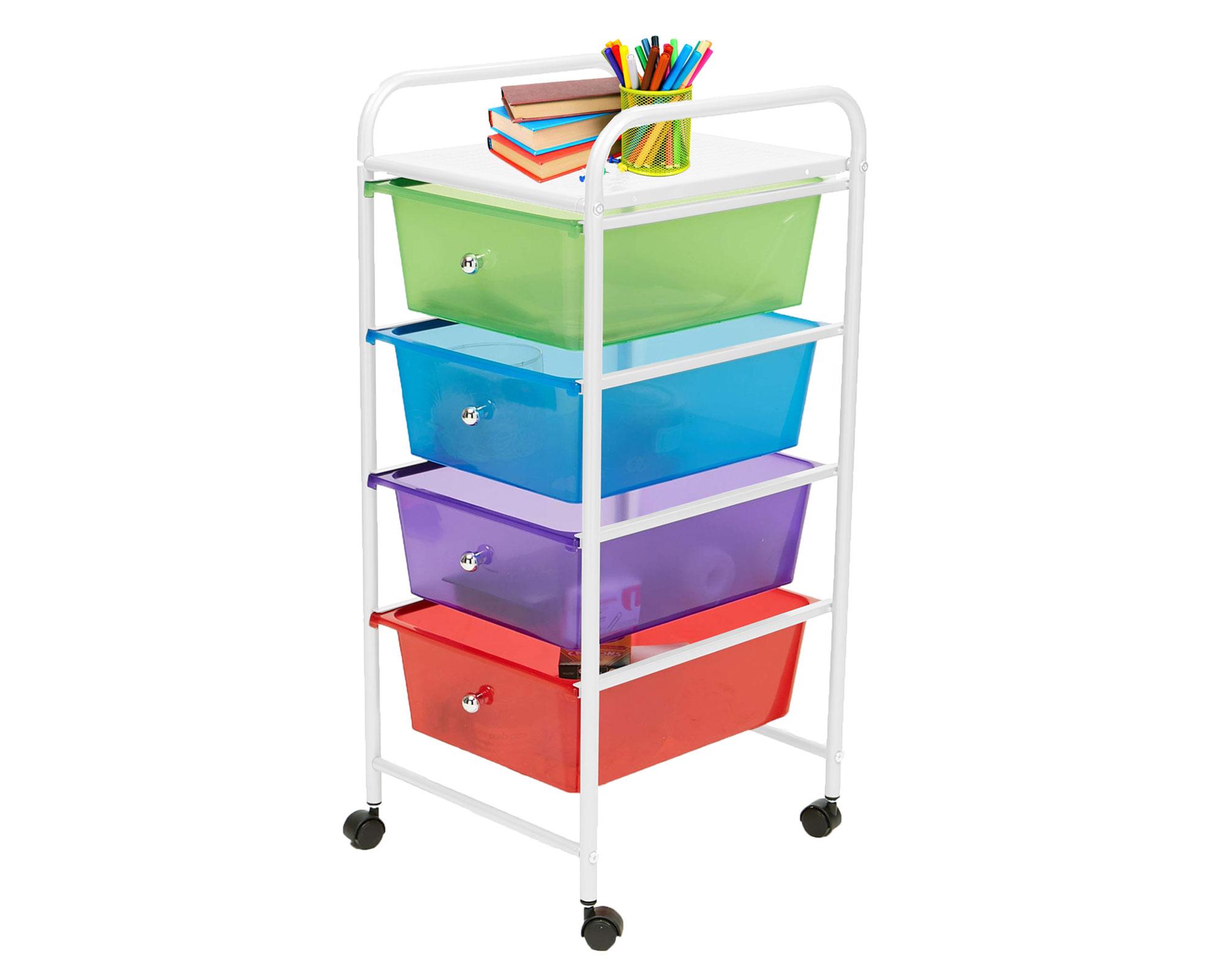 Carro organizador 4 cajones Multicolor plástico 77x31x38 cm-2