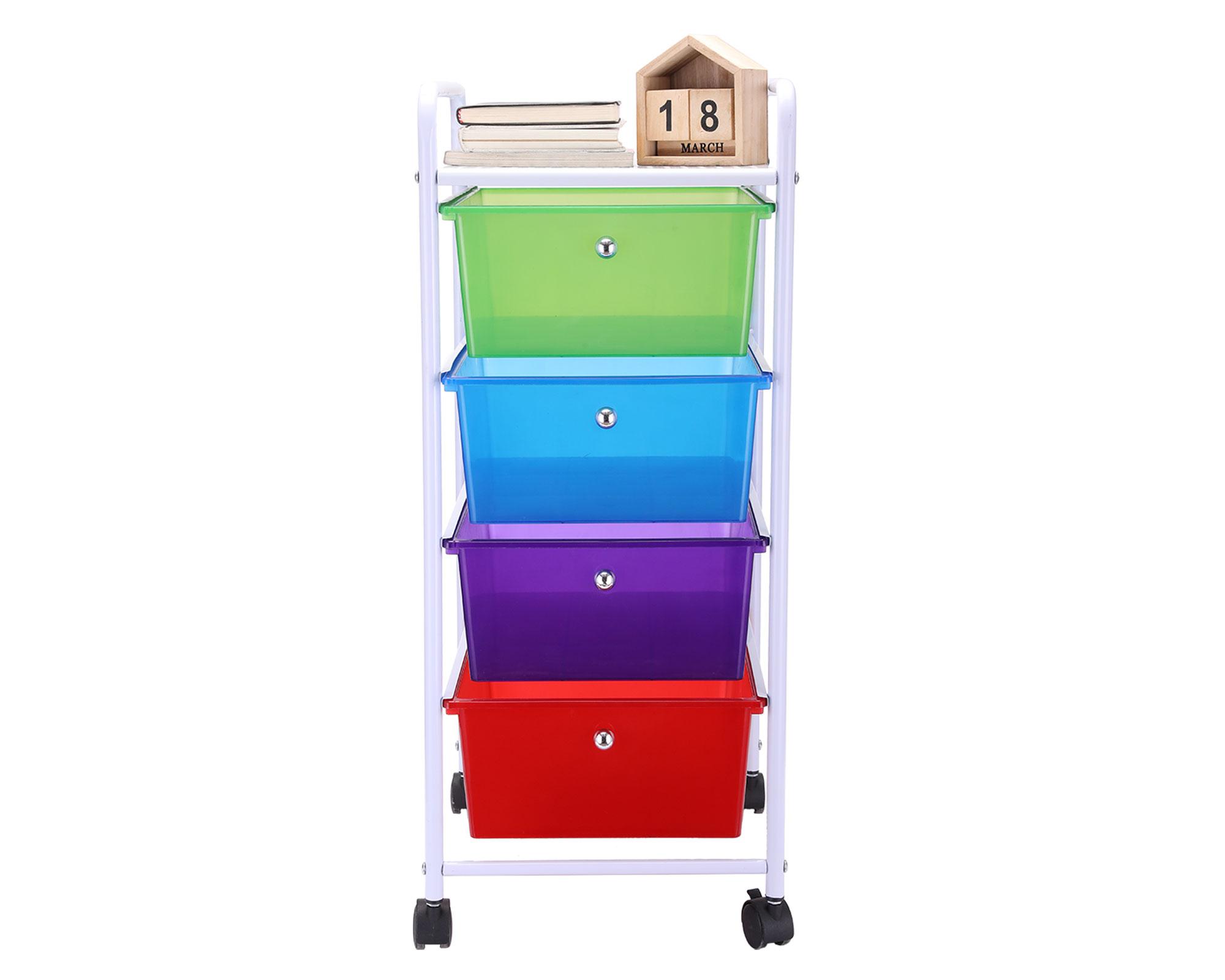 Carro organizador 4 cajones Multicolor plástico 77x31x38 cm-1