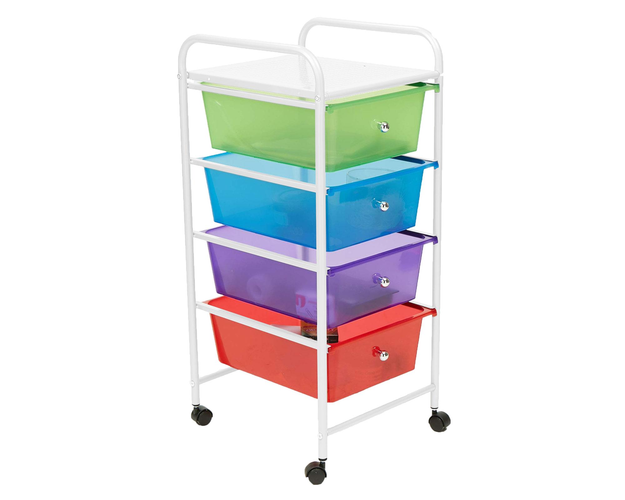Carro organizador 4 cajones Multicolor plástico 77x31x38 cm-0