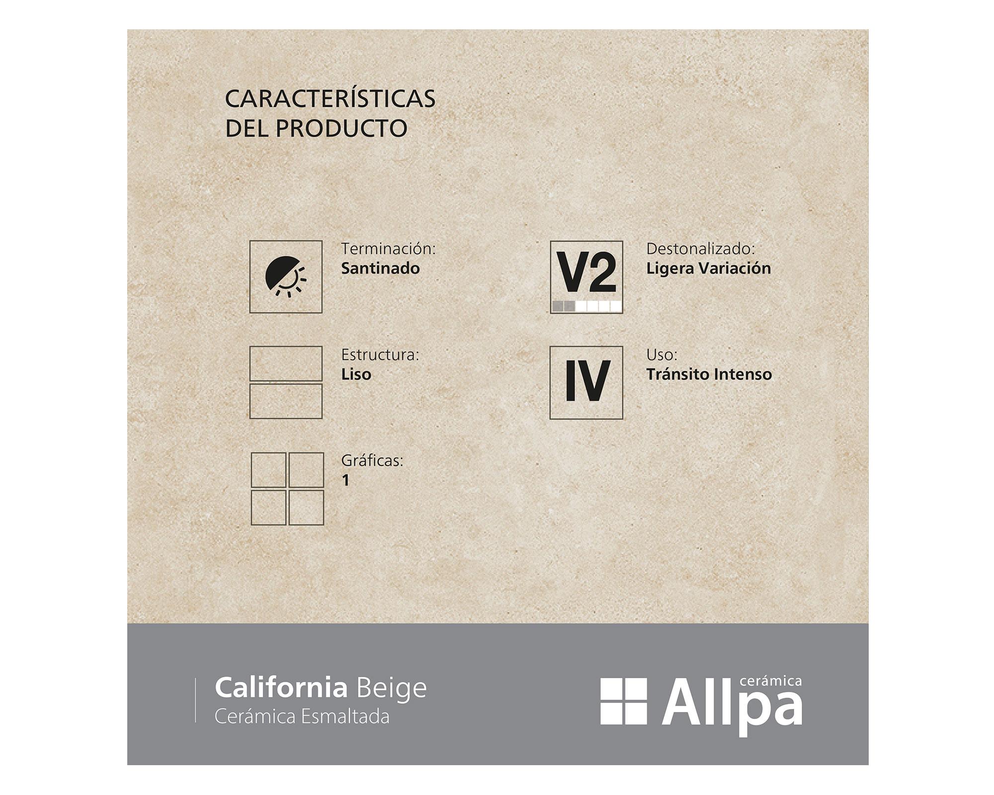 Cerámica piso muro 36x36 cm California beige 2,68 m2 Alberdi.-6