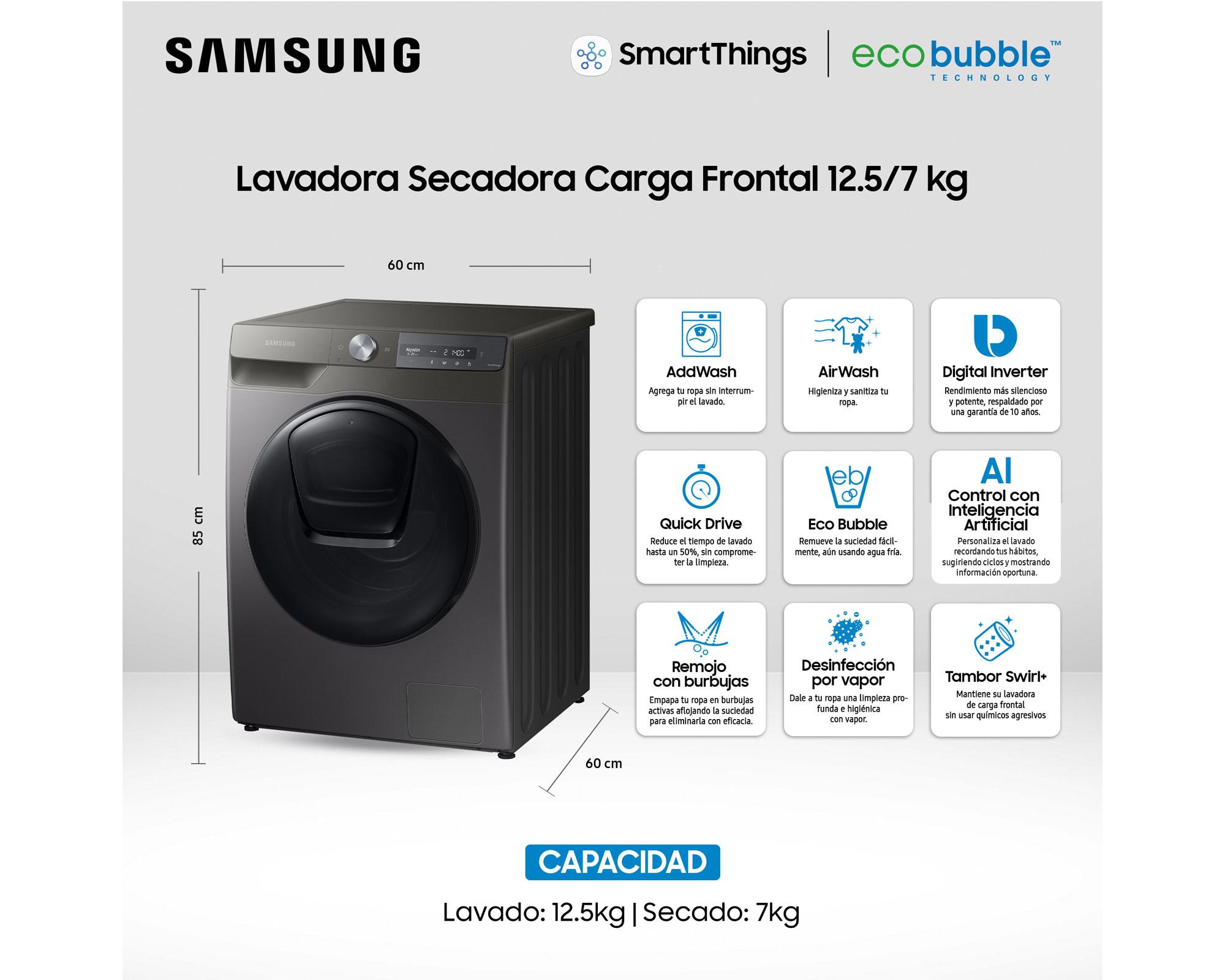 Lavadora secadora carga frontal 12.5/7 kg Wi-Fi  WD12T754DBN/ZS gris-6