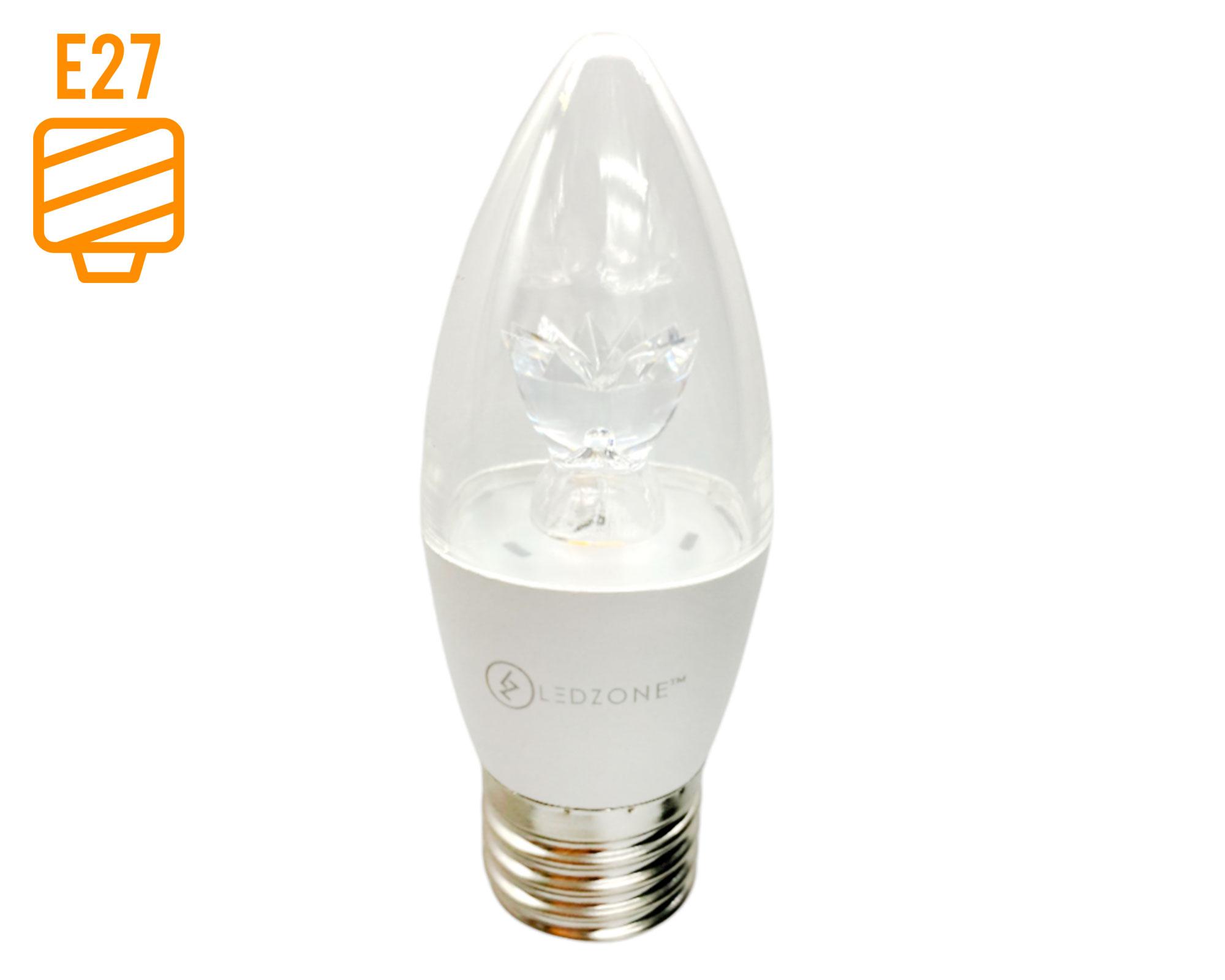 Ampolleta LED 4W E27 luz cálida vela Ledzone-0