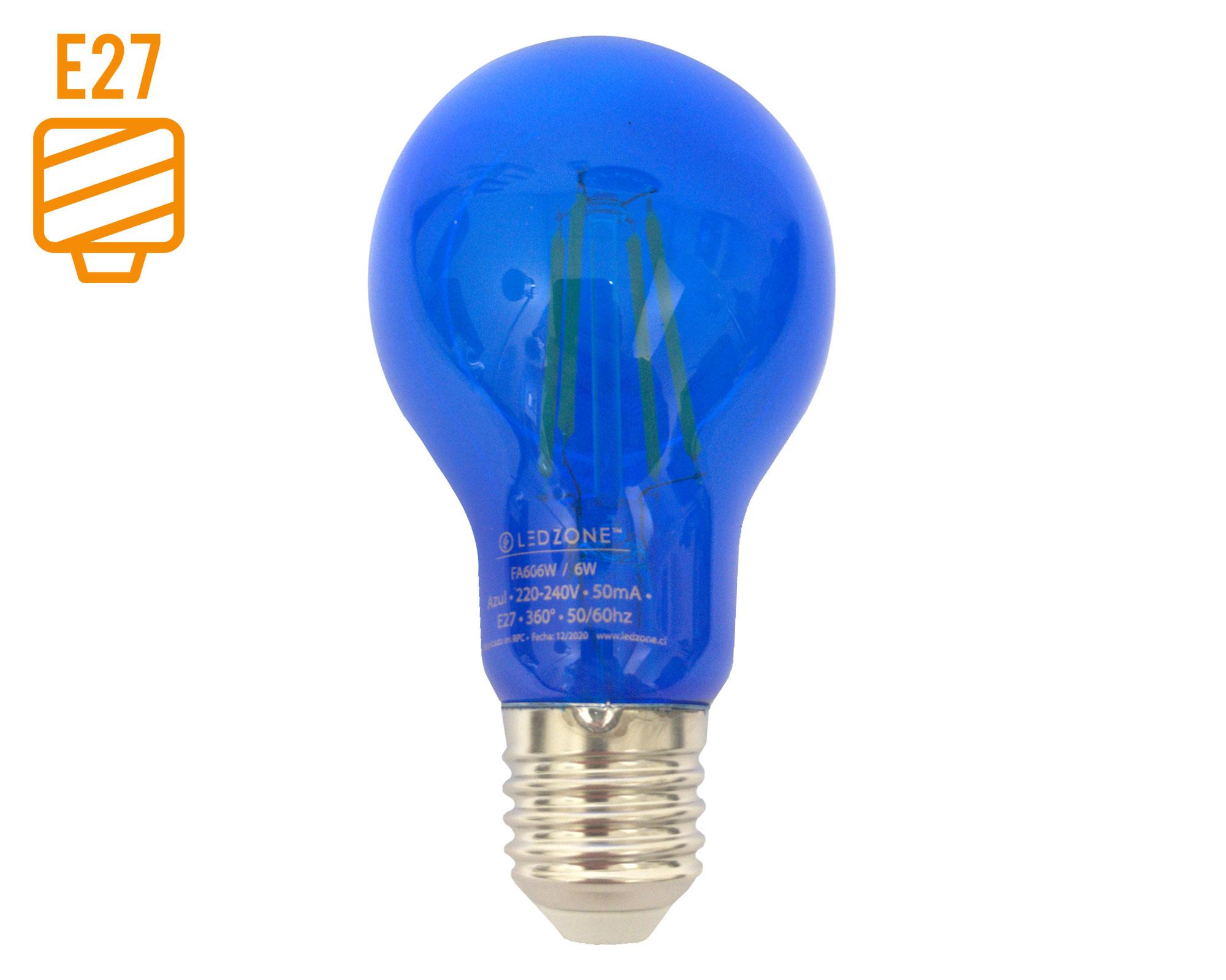 Ampolleta led 6W E27 luz cálida A60 azul-0