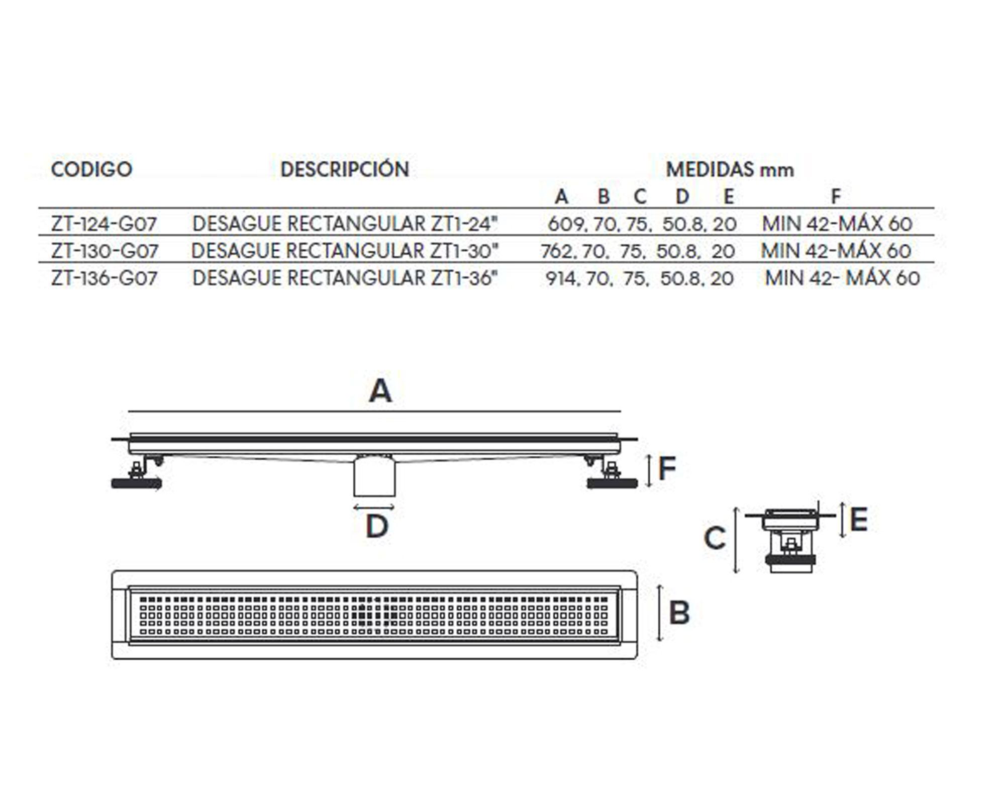 Desagüe 36'' rectangular Duschy.-2