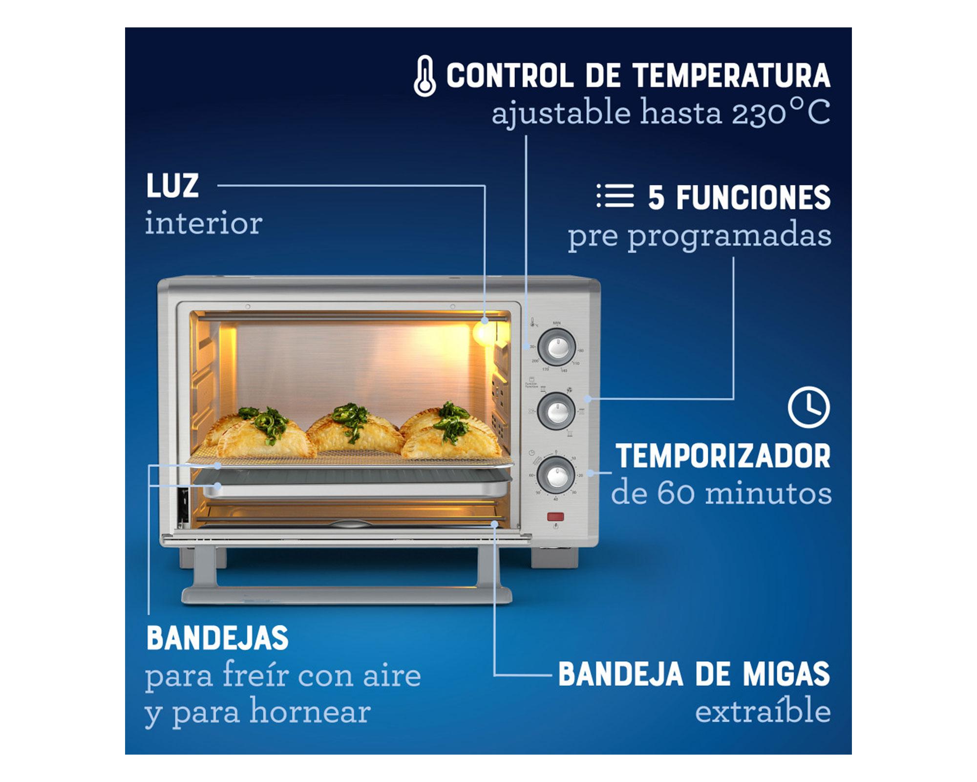 Horno eléctrico 35 litros con Air Fryer TSSTTVLS35 inox Oster.-4