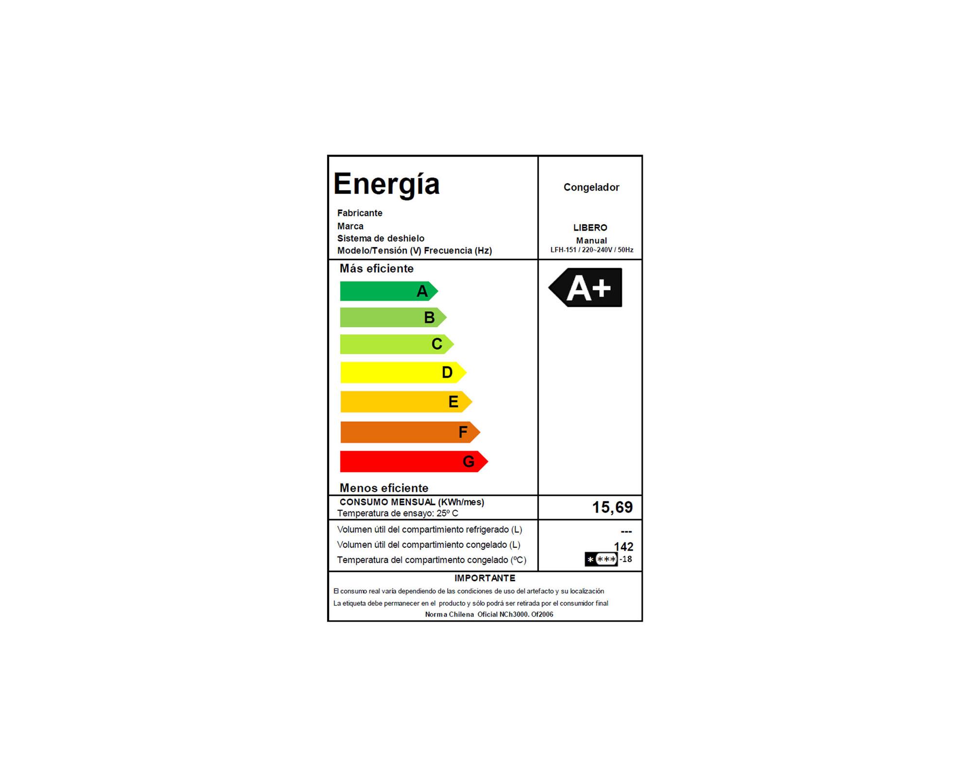 Freezer horizontal 142 litros LFH-151 Libero.-8