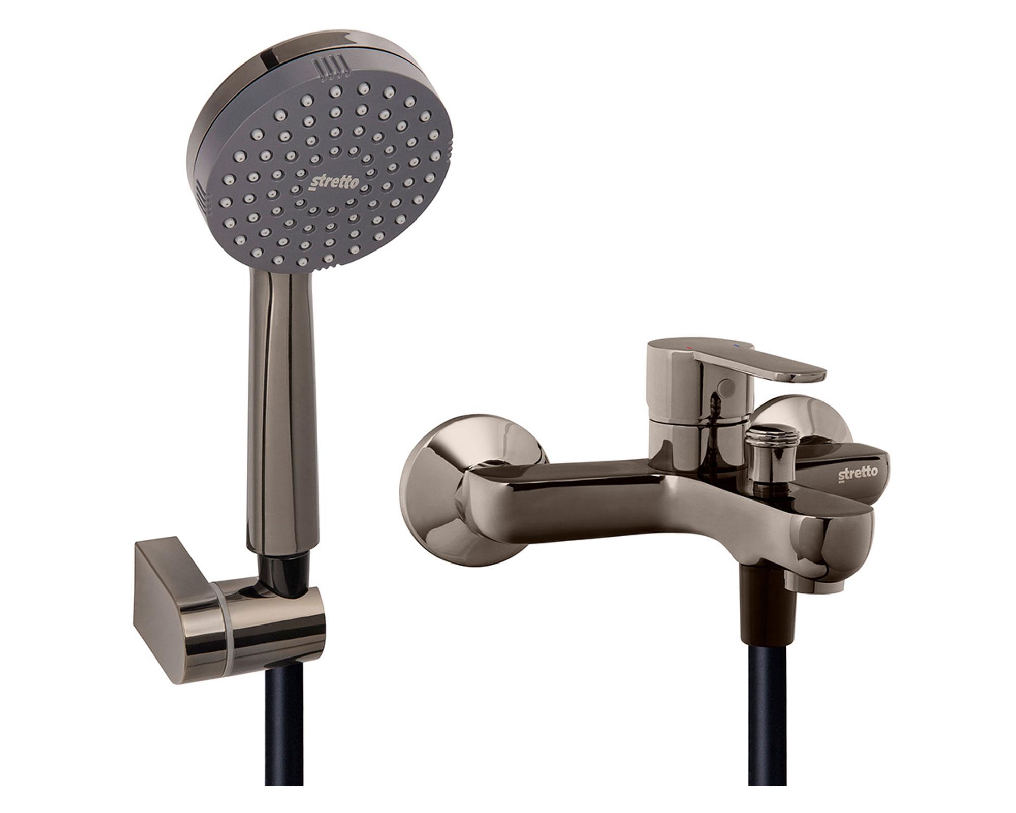 Combinación tina ducha Arona negro Stretto.-0