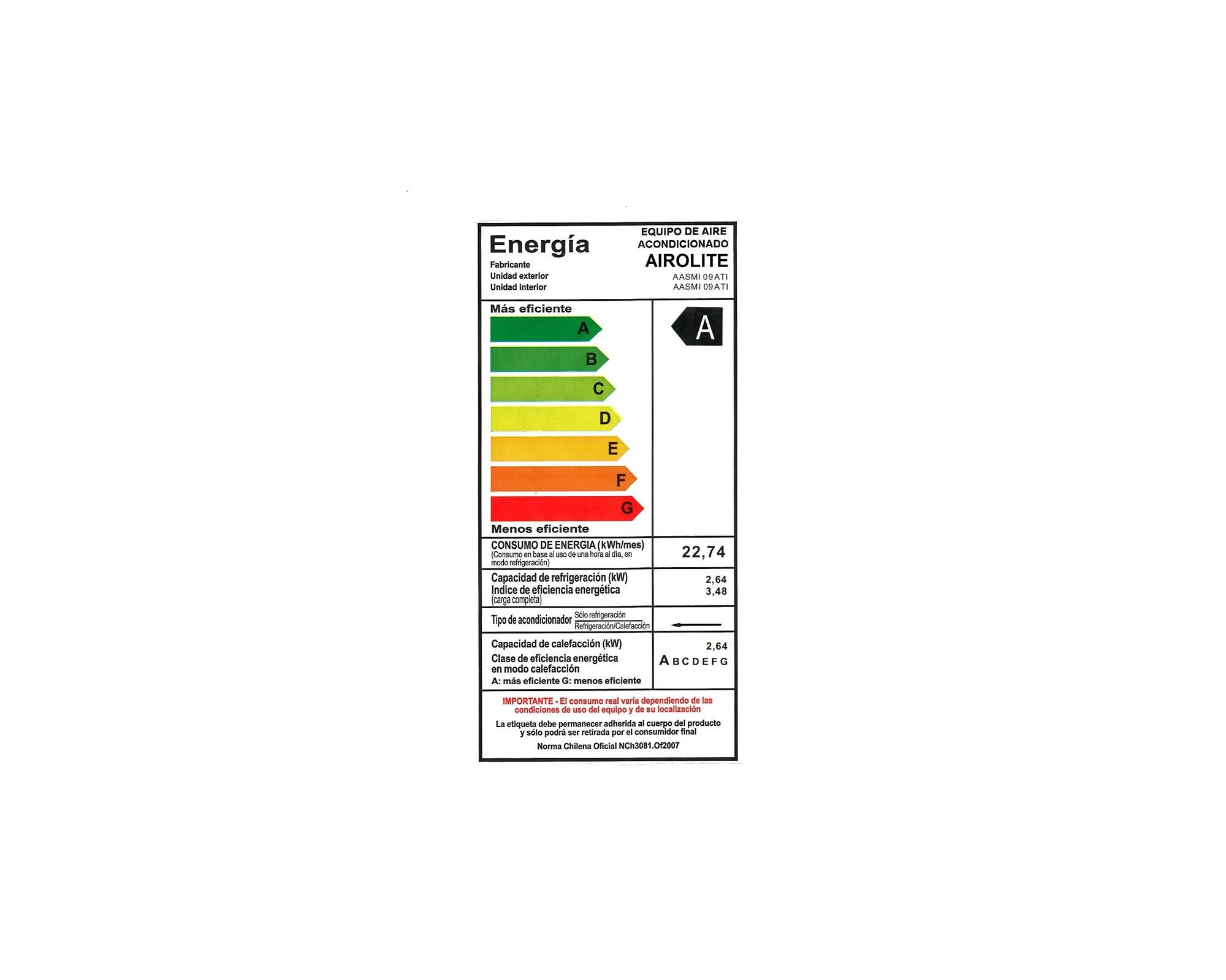Aire acondicionado Split 9000 BTU AASMI09ATI WIFI Airolite.-9