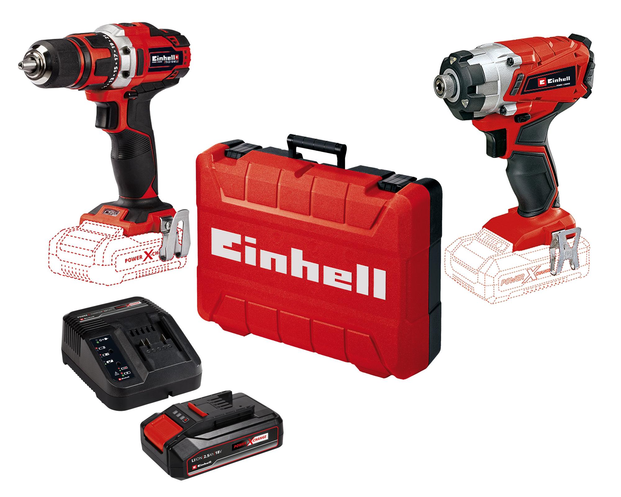 Taladro inalámbrico + atornillador de impacto + starter kit + batería Einhell.-6
