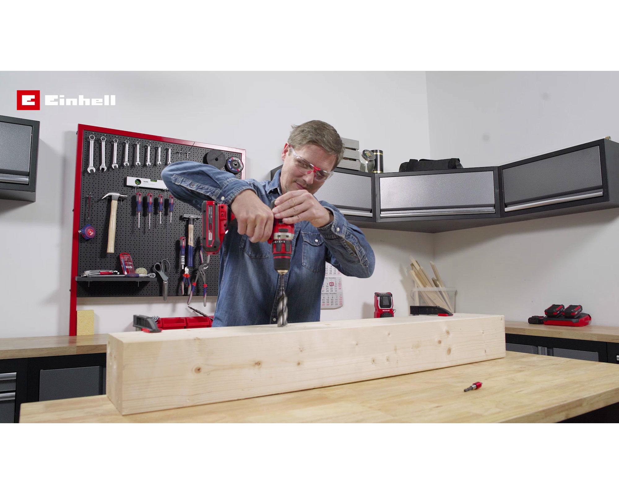Taladro inalámbrico + atornillador de impacto + starter kit + batería Einhell.-1