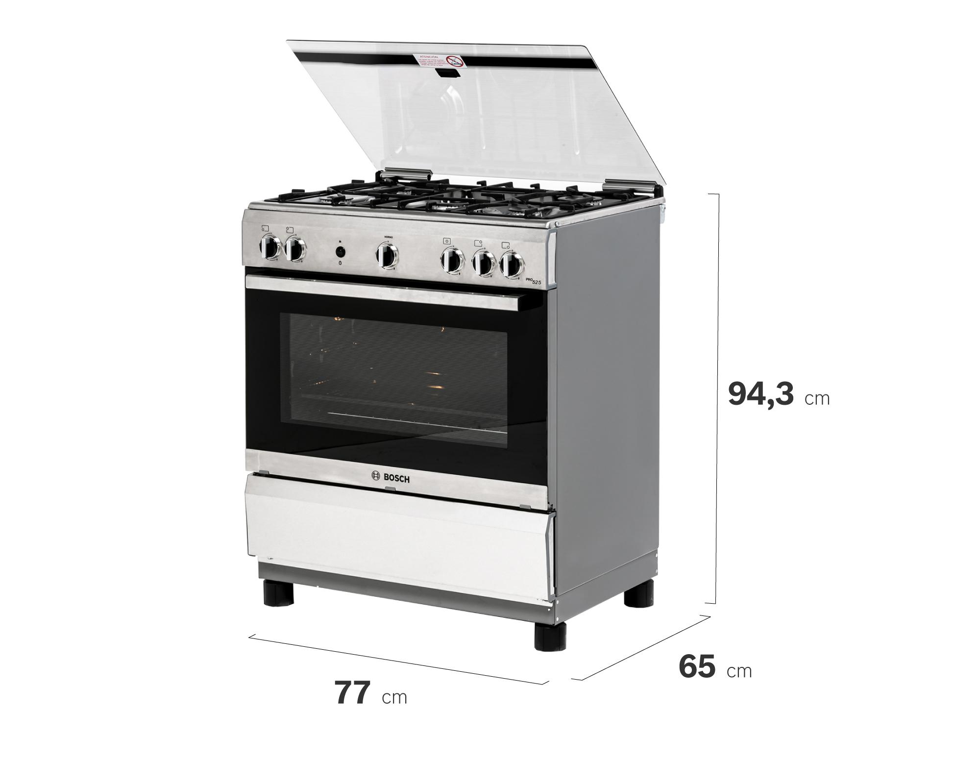Cocina a gas 5 quemadores HSK14I24SE inox Bosch.-13