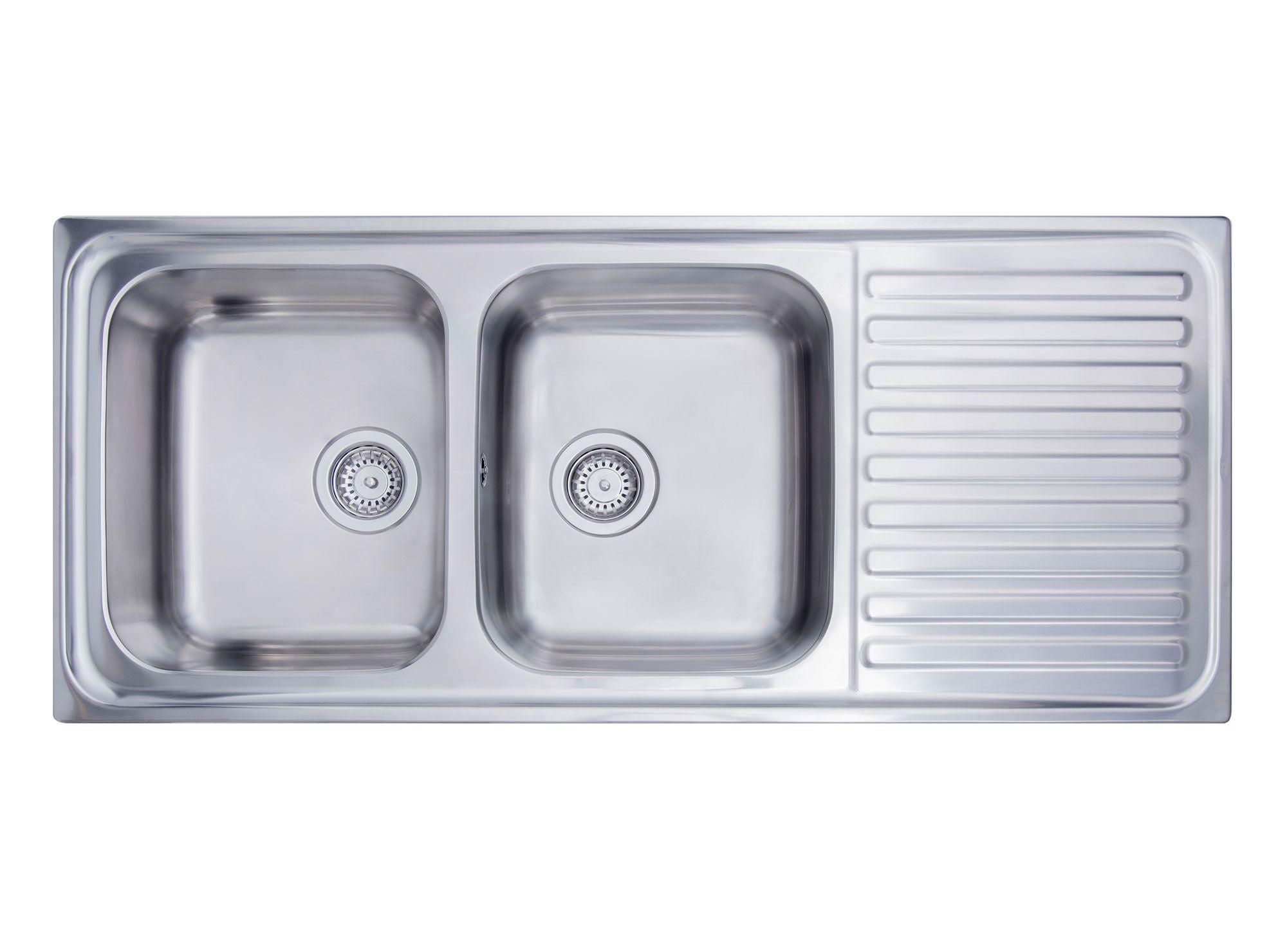 Lavaplatos doble empotrado izquierda Classic inox Teka-0