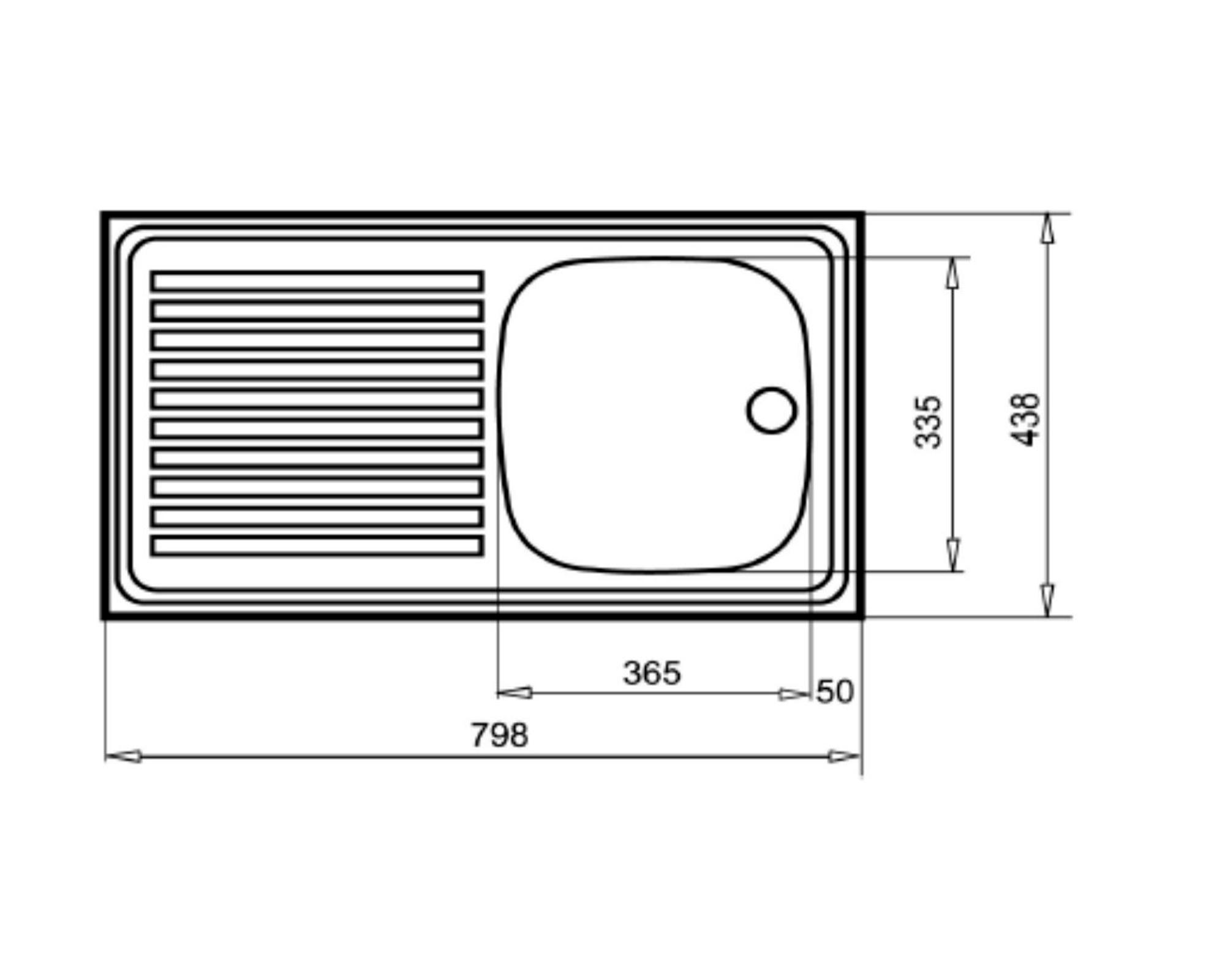Lavaplatos empotrable 800.440 1C1E Reversible 14.5x79.8x43.8 cm-3