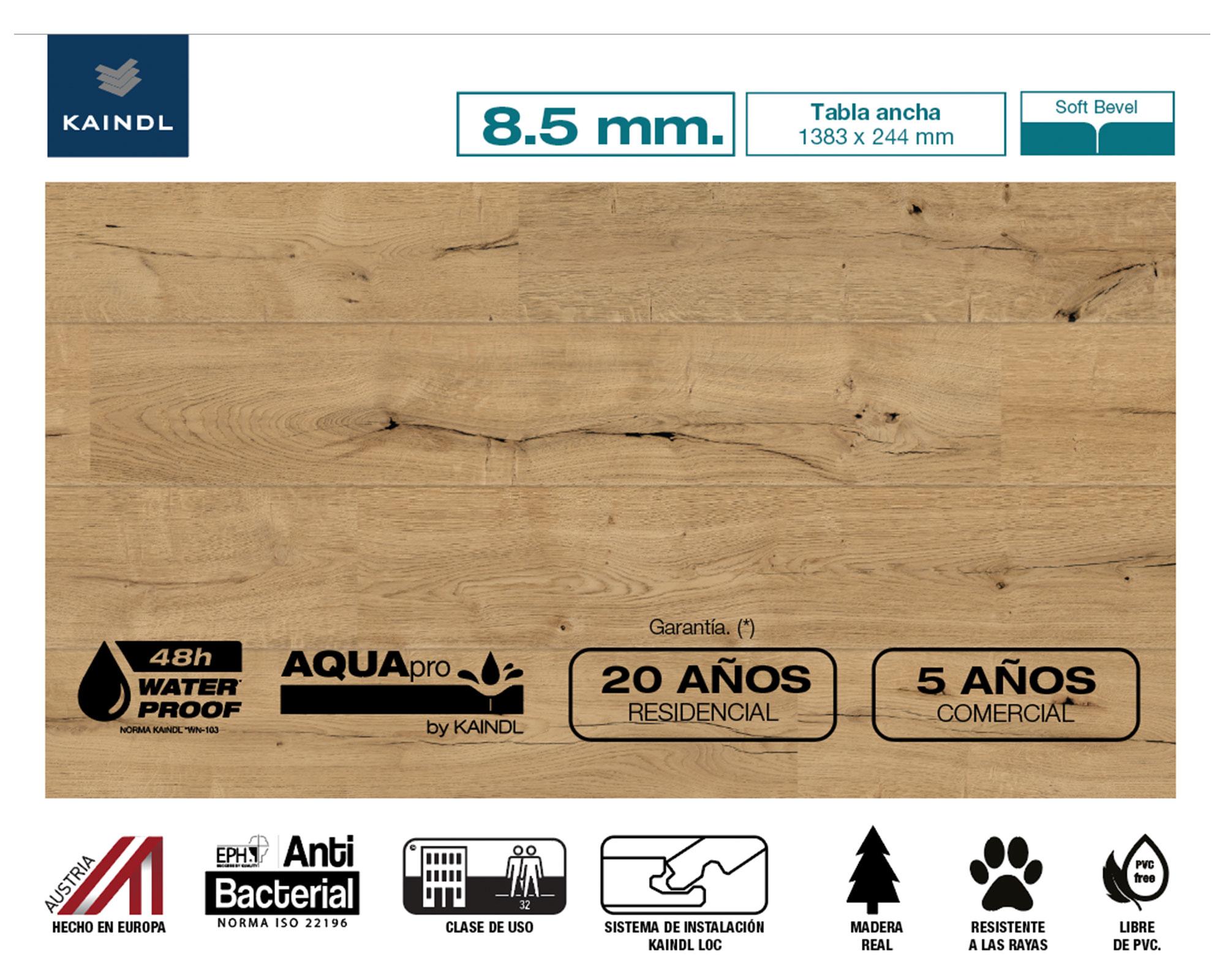 Piso flotante Aquapro Wood Veneer Parquet oak bradford 8.5 mm 2.36 m2-1