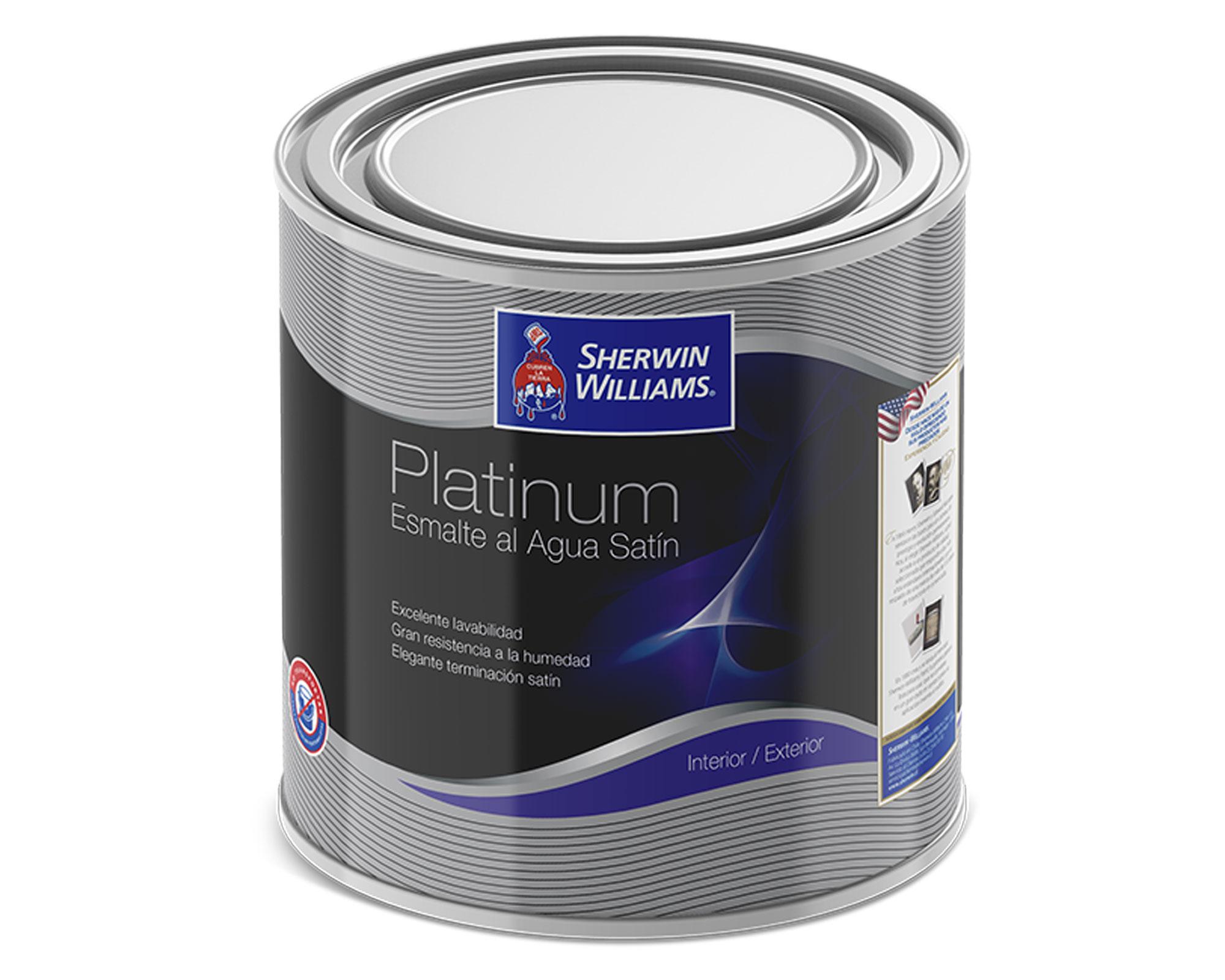 Esmalte al agua 1/4 galón Platinum base R blanco satín Sherwin Williams-0