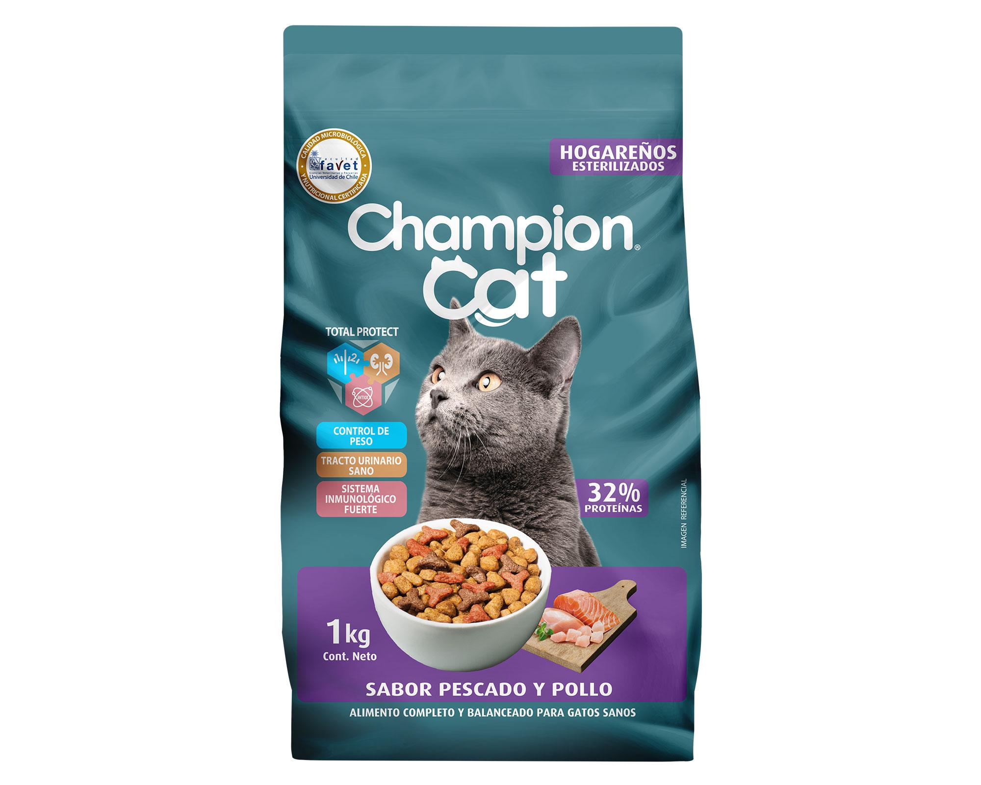 Alimento seco gatos 1 kg Hogareños salmón y pollo Champion Cat.-0