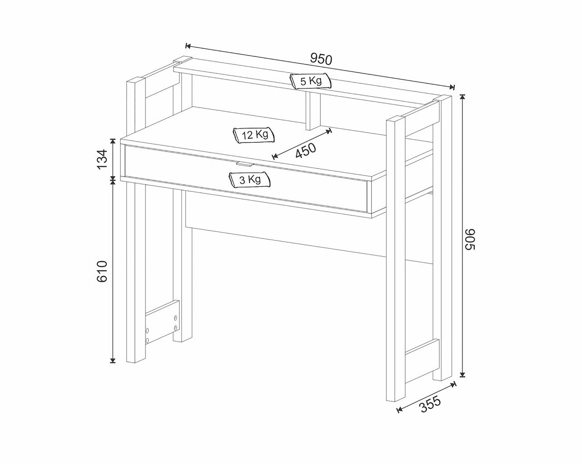Escritorio 1 cajón AZ negro Tecnomobili-3