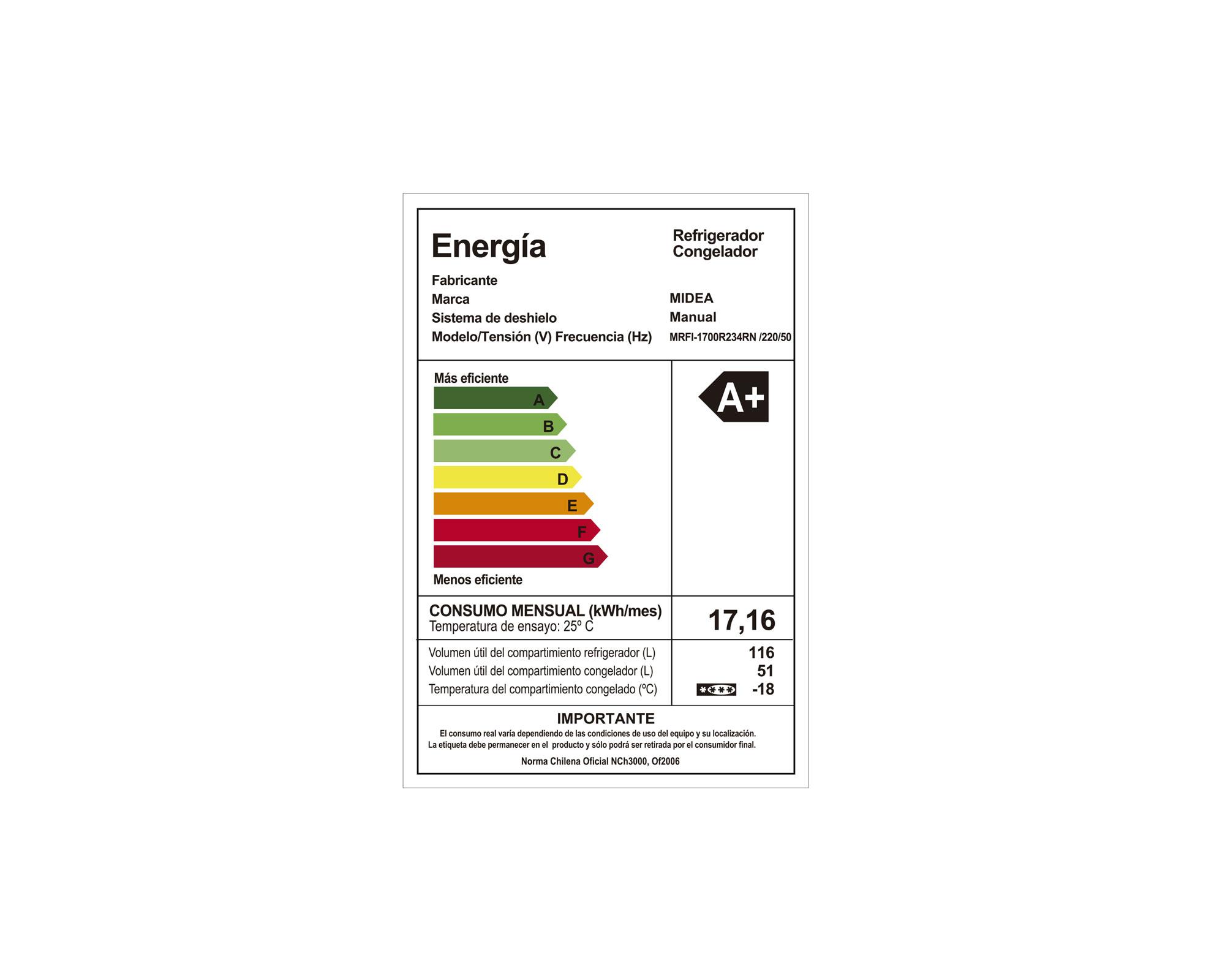 Refrigerador Frio directo 167 litros MRFI-1700R234RN Midea-11