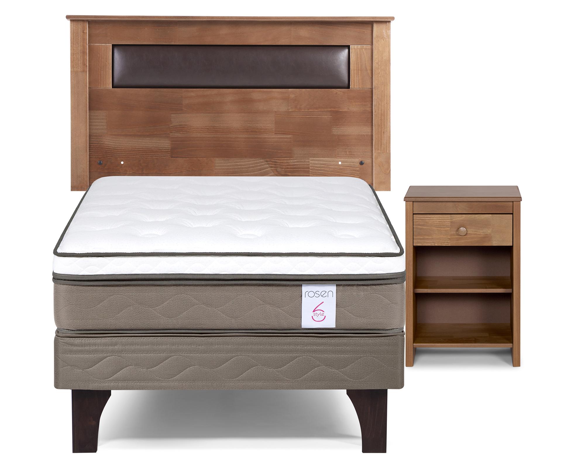 Cama europea 1.5 plazas New Style 6 + set Ferrara Rosen-0