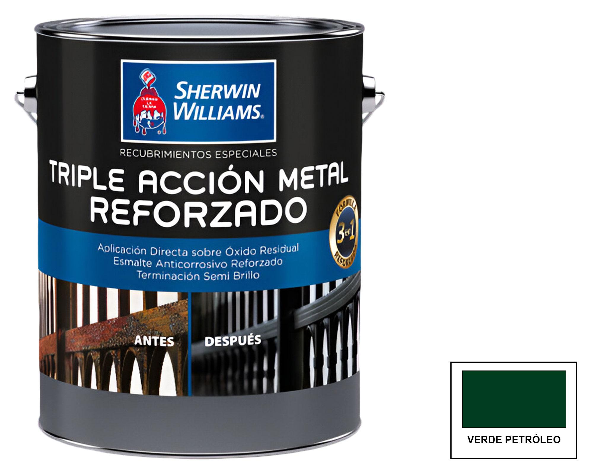 Esmalte anticorrosivo 1 galón Triple acción metal reforzado verde petróleo semi brillante Sherwin Williams-0