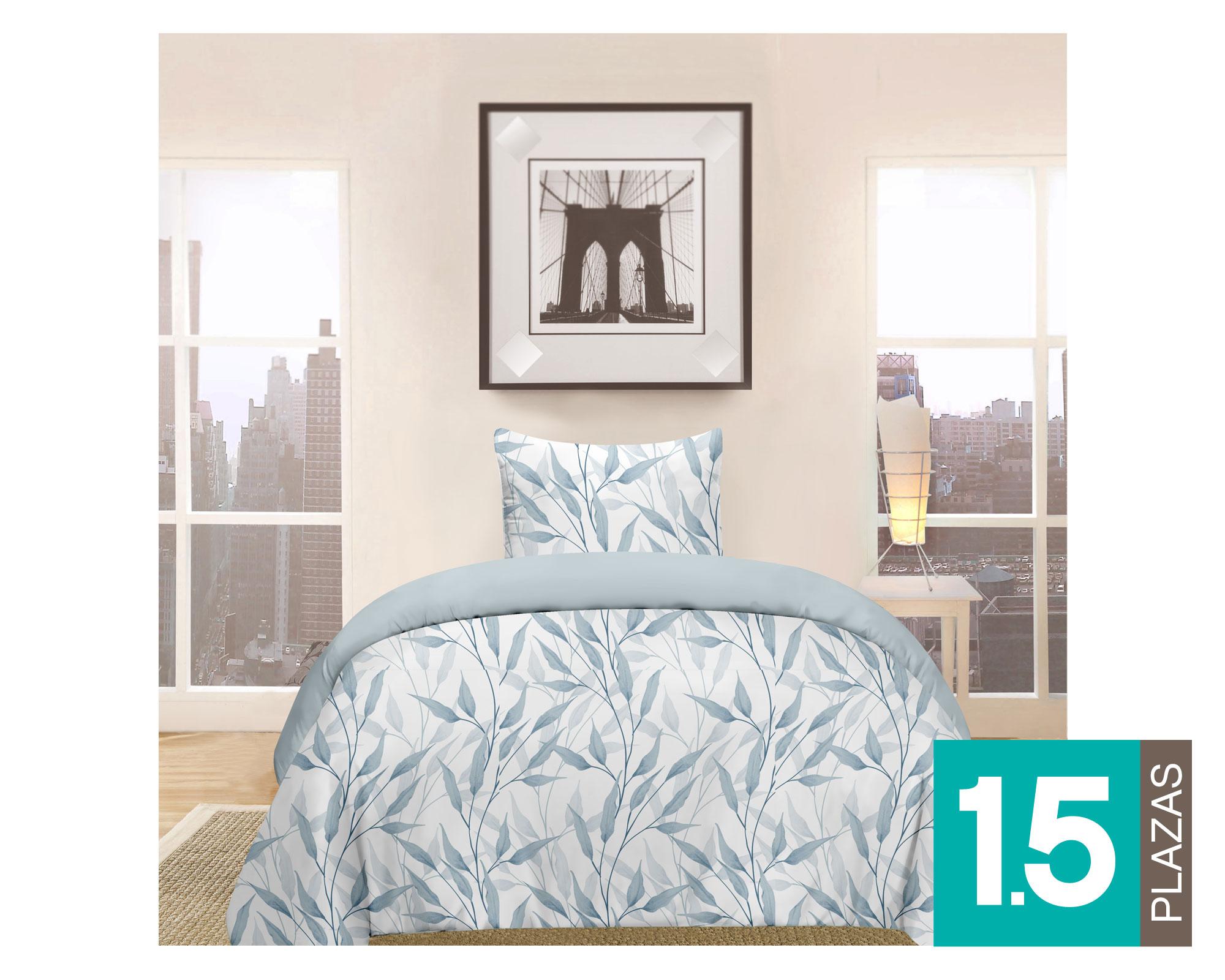 Funda de plumón 1.5 plazas hojas Cotidiana-0