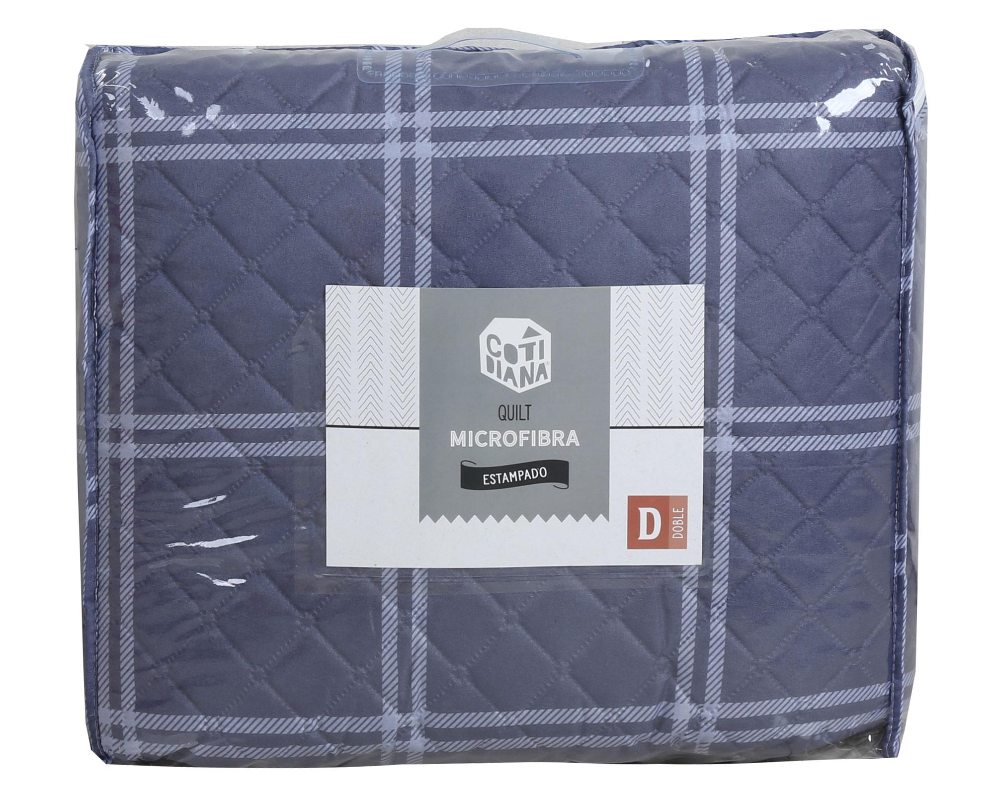 Quilt 1.5 plazas cuadrille azul Cotidiana-1