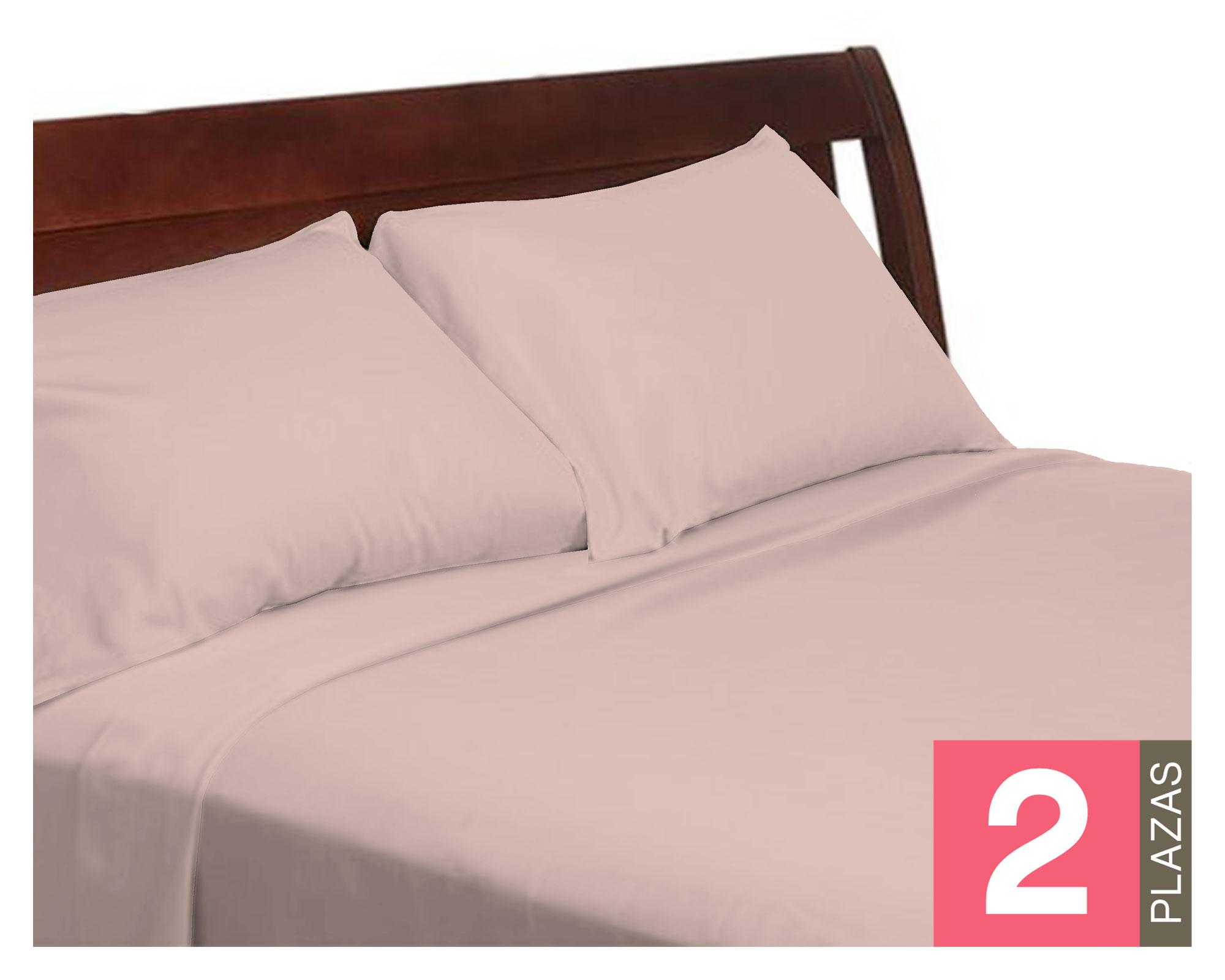 Sábana 2 plazas 144 hilos lisa rosado claro Cotidiana-0