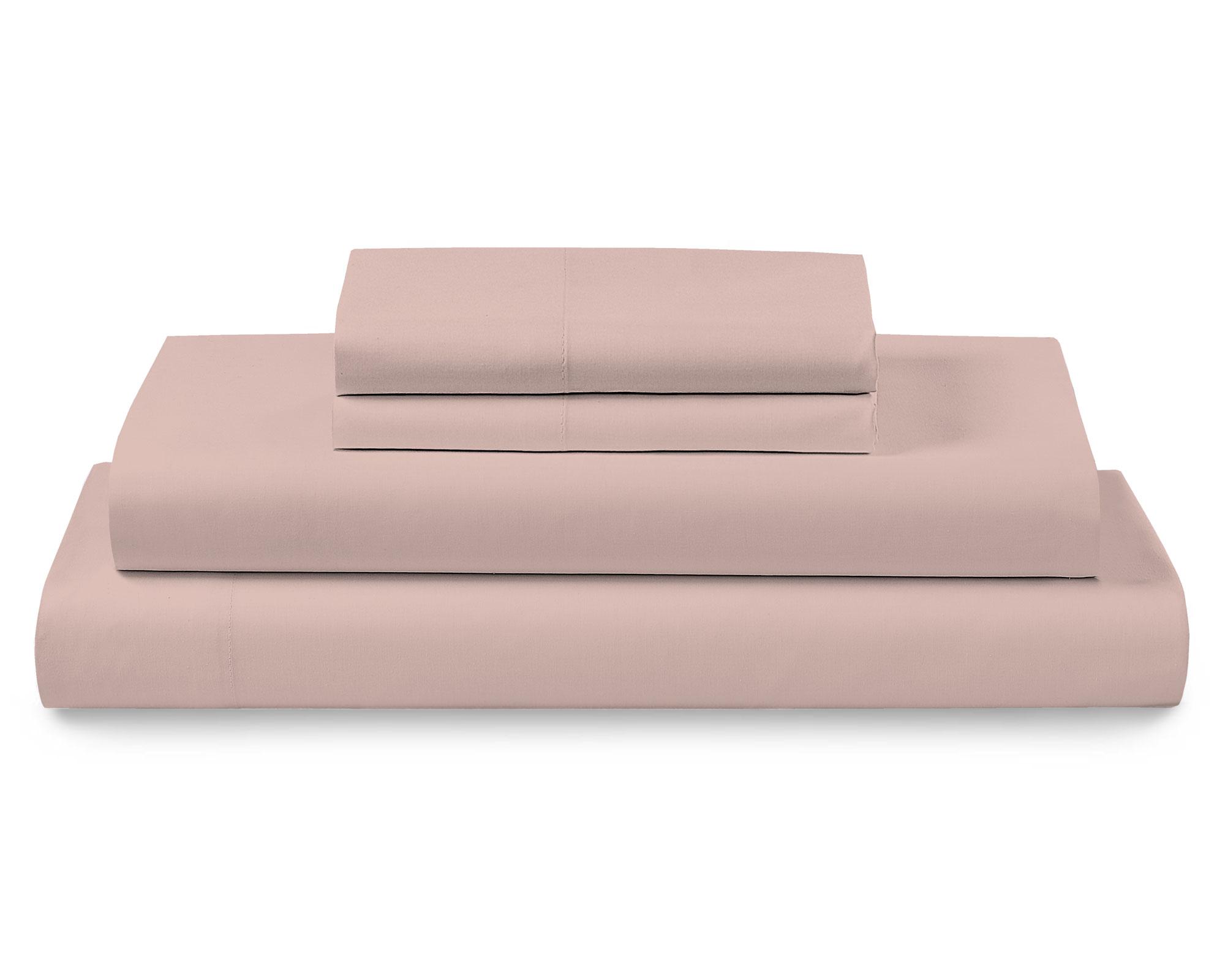 Sábana 2 plazas 144 hilos lisa rosado claro Cotidiana-1