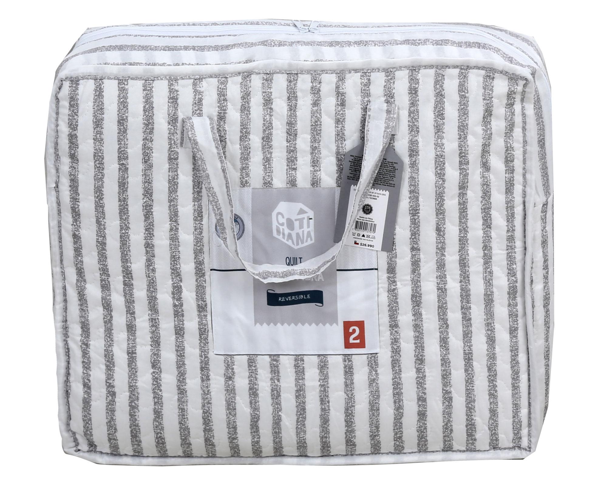 Acolchado Cotidiana Poliéster rayas/gris 2 plazas-2