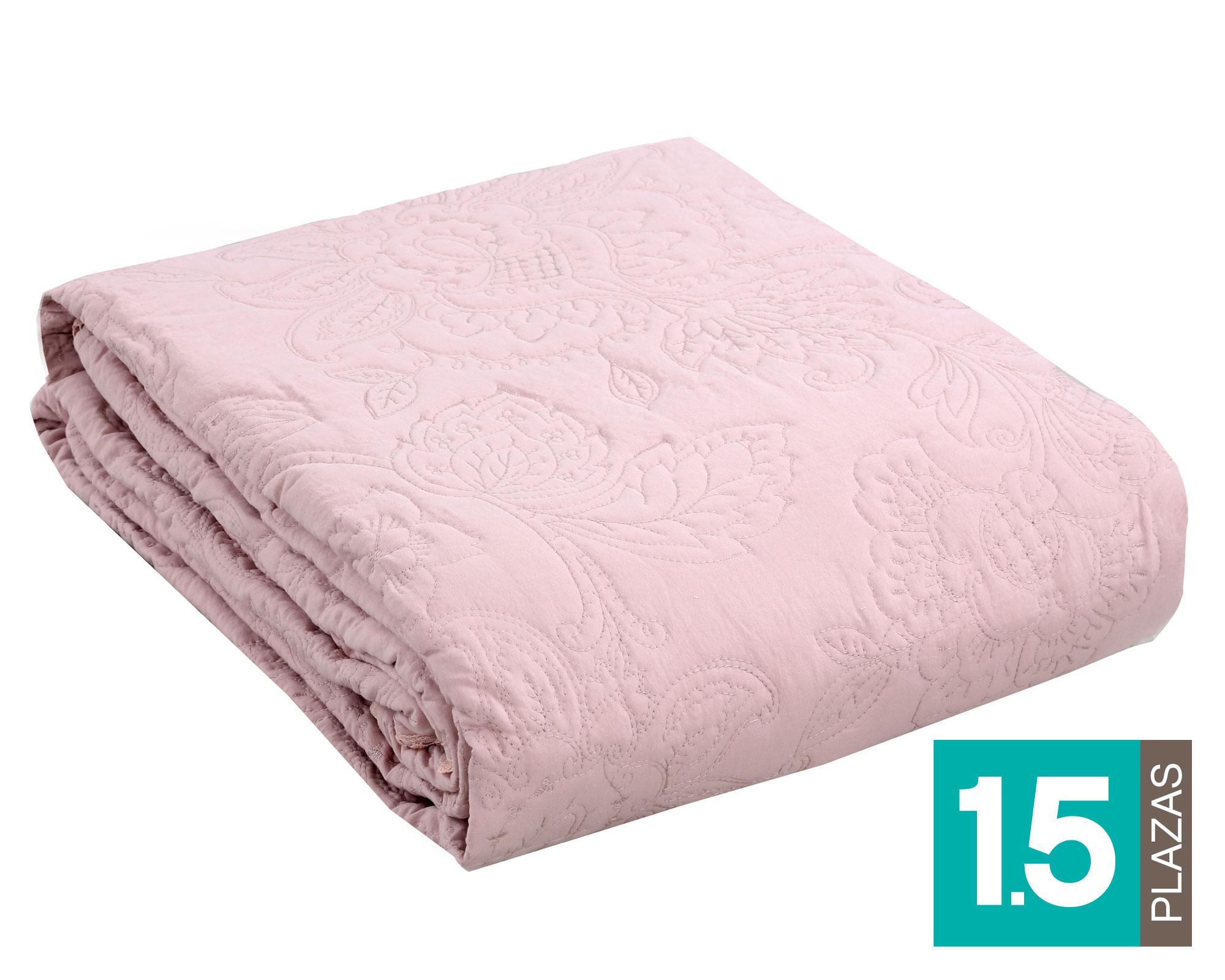 Quilt 1.5 plazas Clásico rosado Cotidiana-0