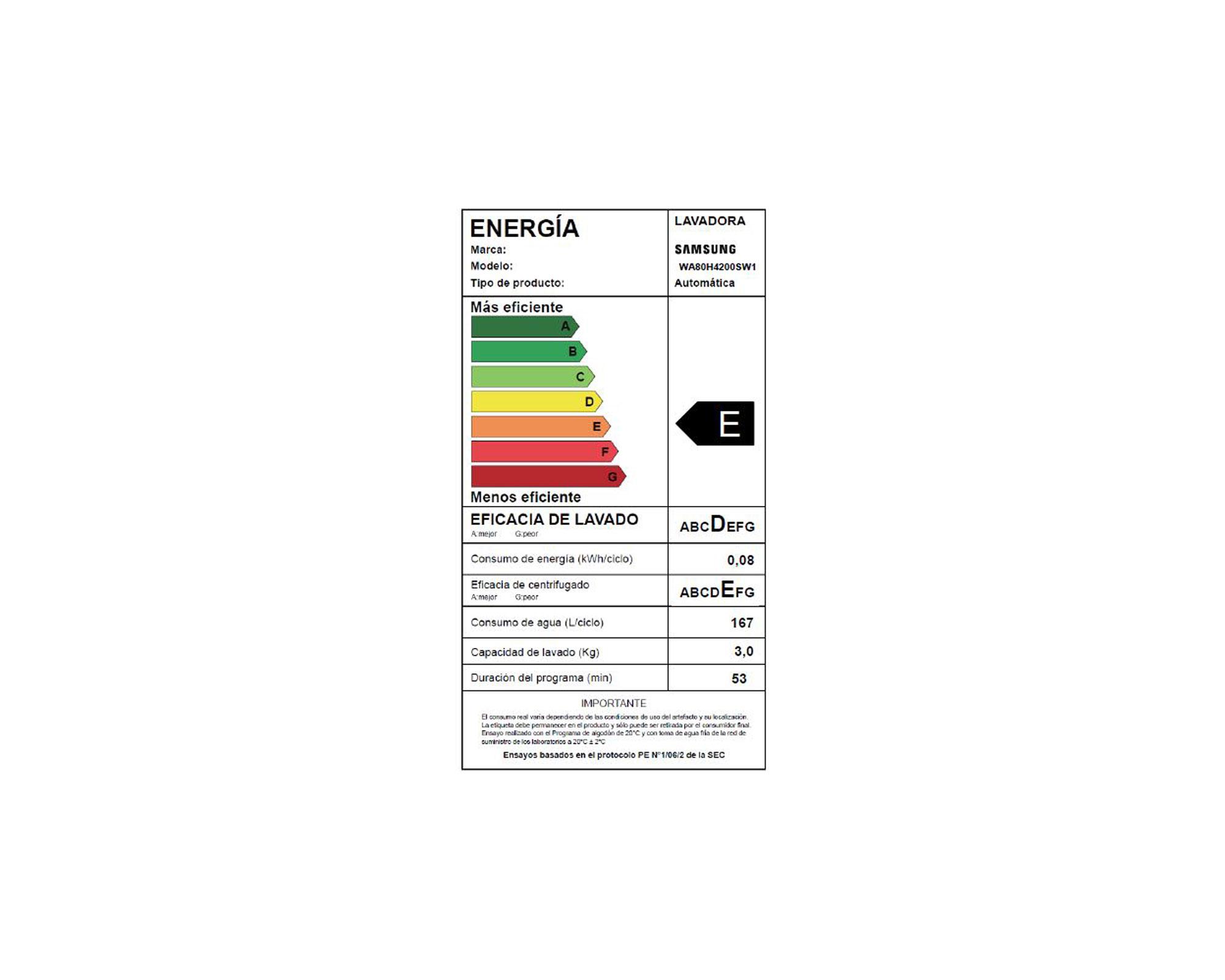 Lavadora carga superior 8 kg WA80H4200SW1ZS Samsung-8
