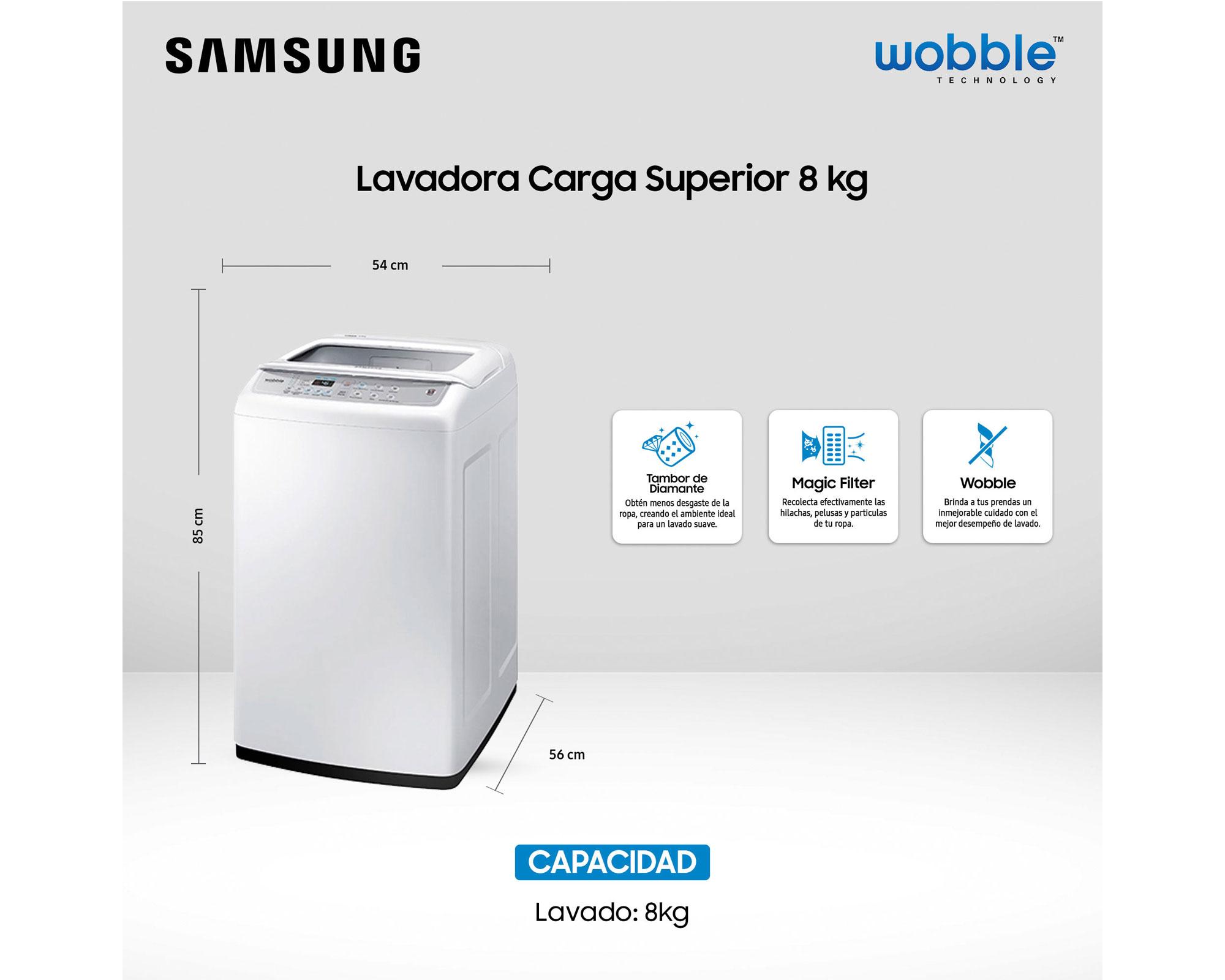 Lavadora carga superior 8 kg WA80H4200SW1ZS Samsung-4