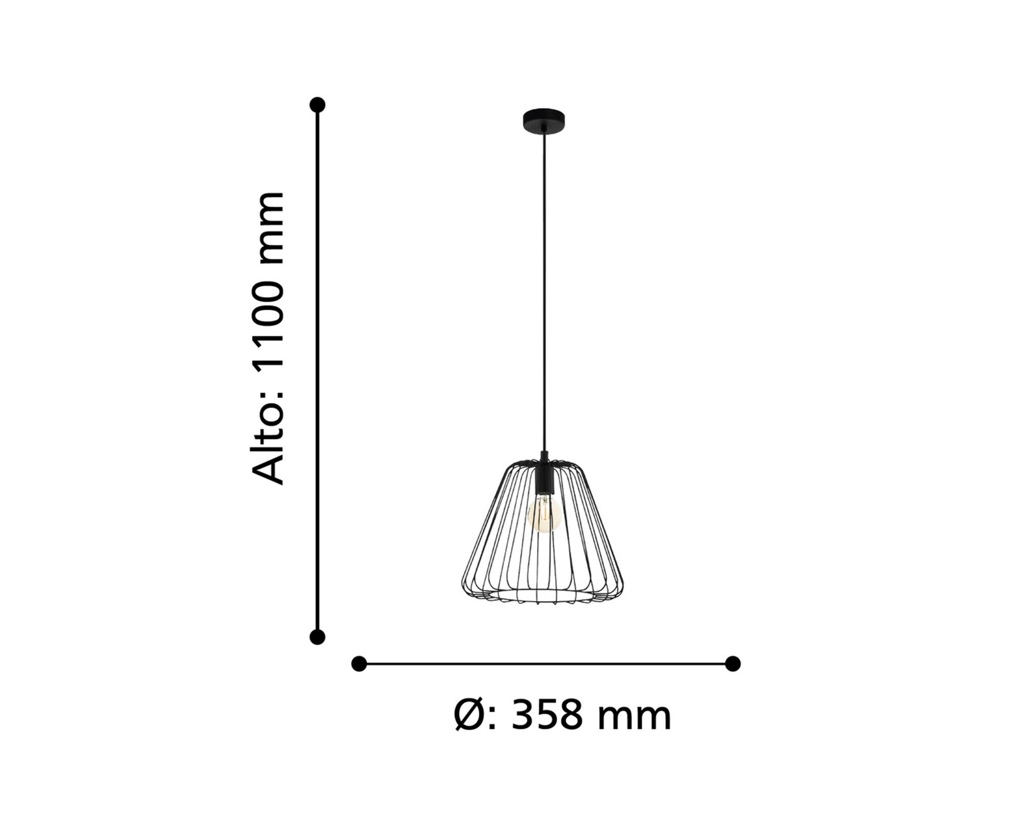Lámpara colgar 1L E27 38.5 cm Austell Eglo.-2