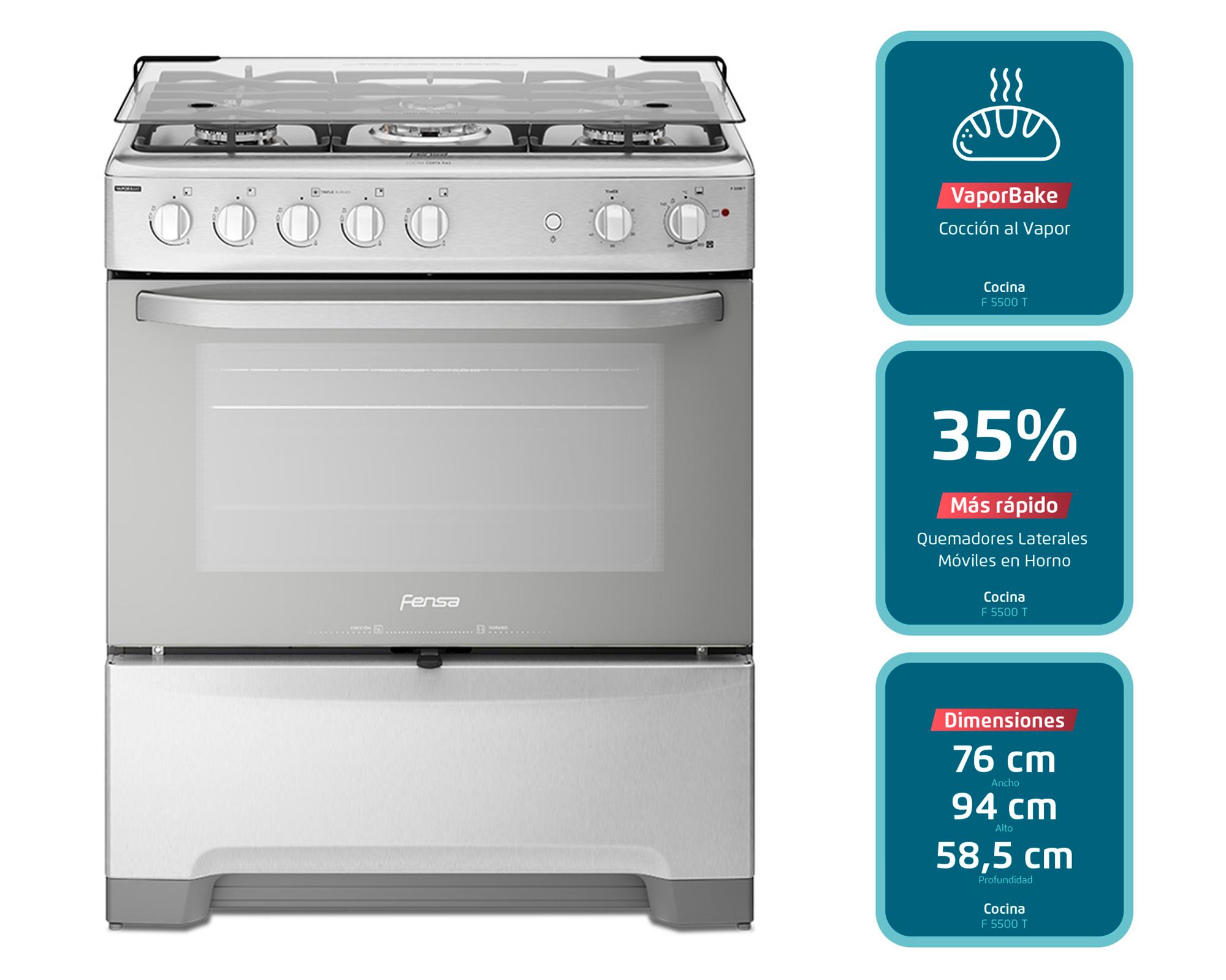 Cocina F 5500 T 5 quemadores gas licuado-2