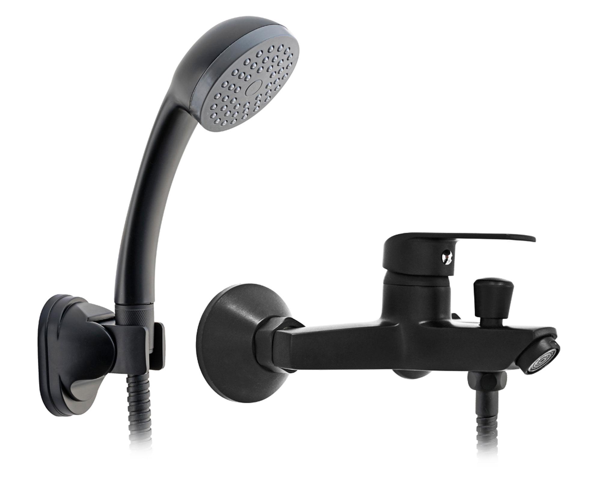 Monomando tina ducha Bari negro mate Stretto-0