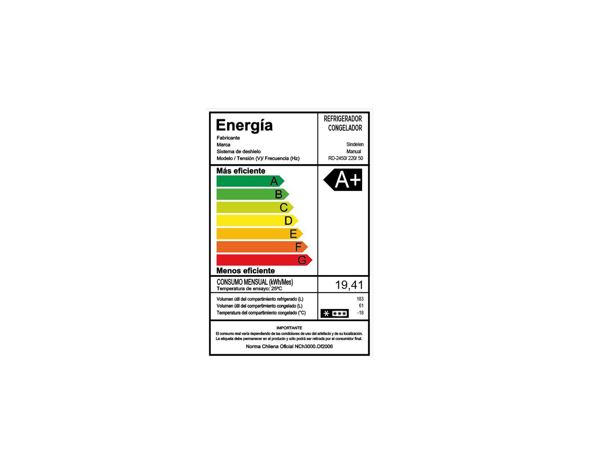 Refrigerador frio directo 244 litros RD-2450SI Sindelen-7